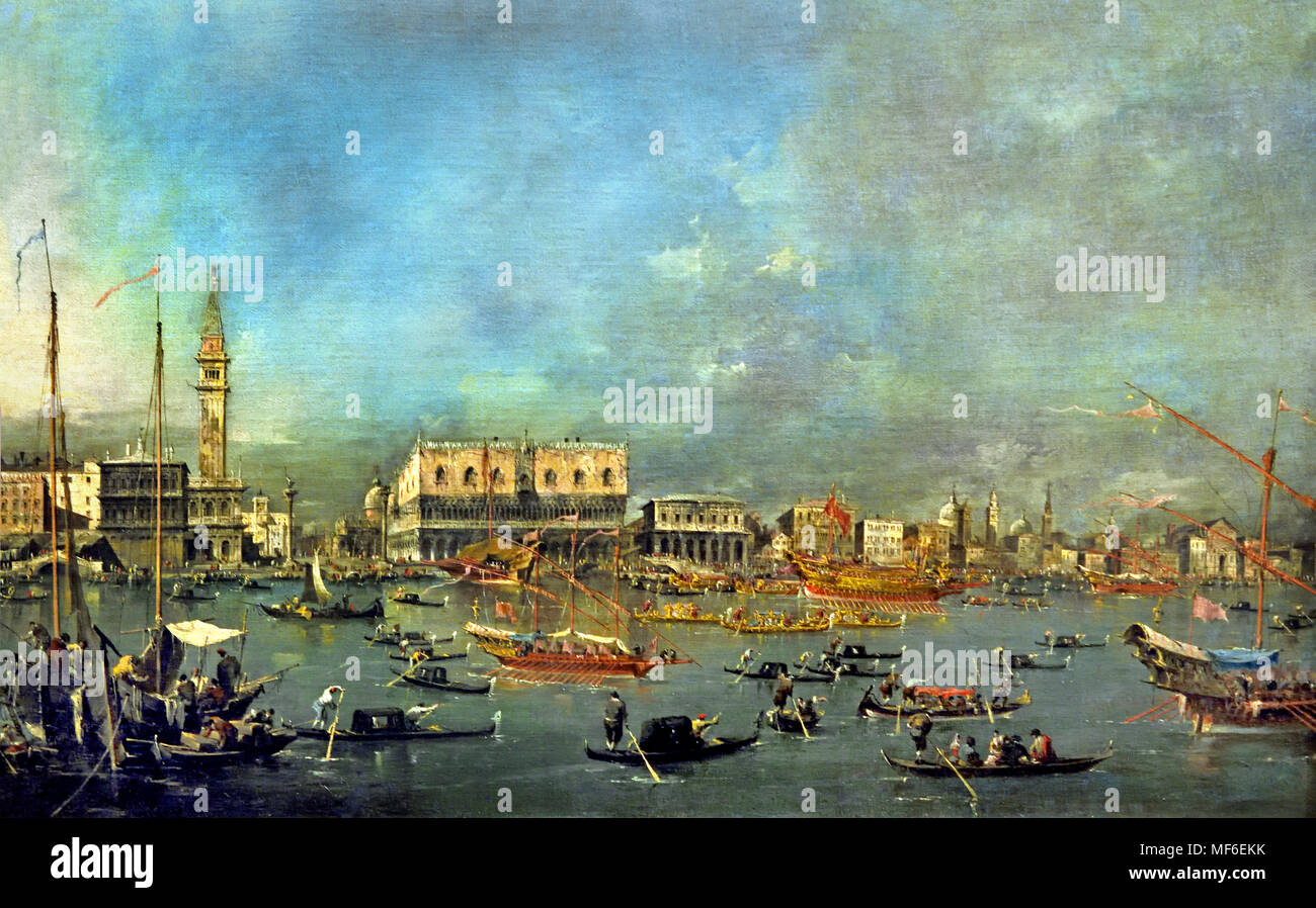 Partenza del Bucentauro ( Bucitoro ) 1765-1780Francesco Lazzaro Guardi 1712 - 1793 pittore italiano di veduta, nobile, e da un membro della Scuola Veneziana. Venezia Italia Foto Stock