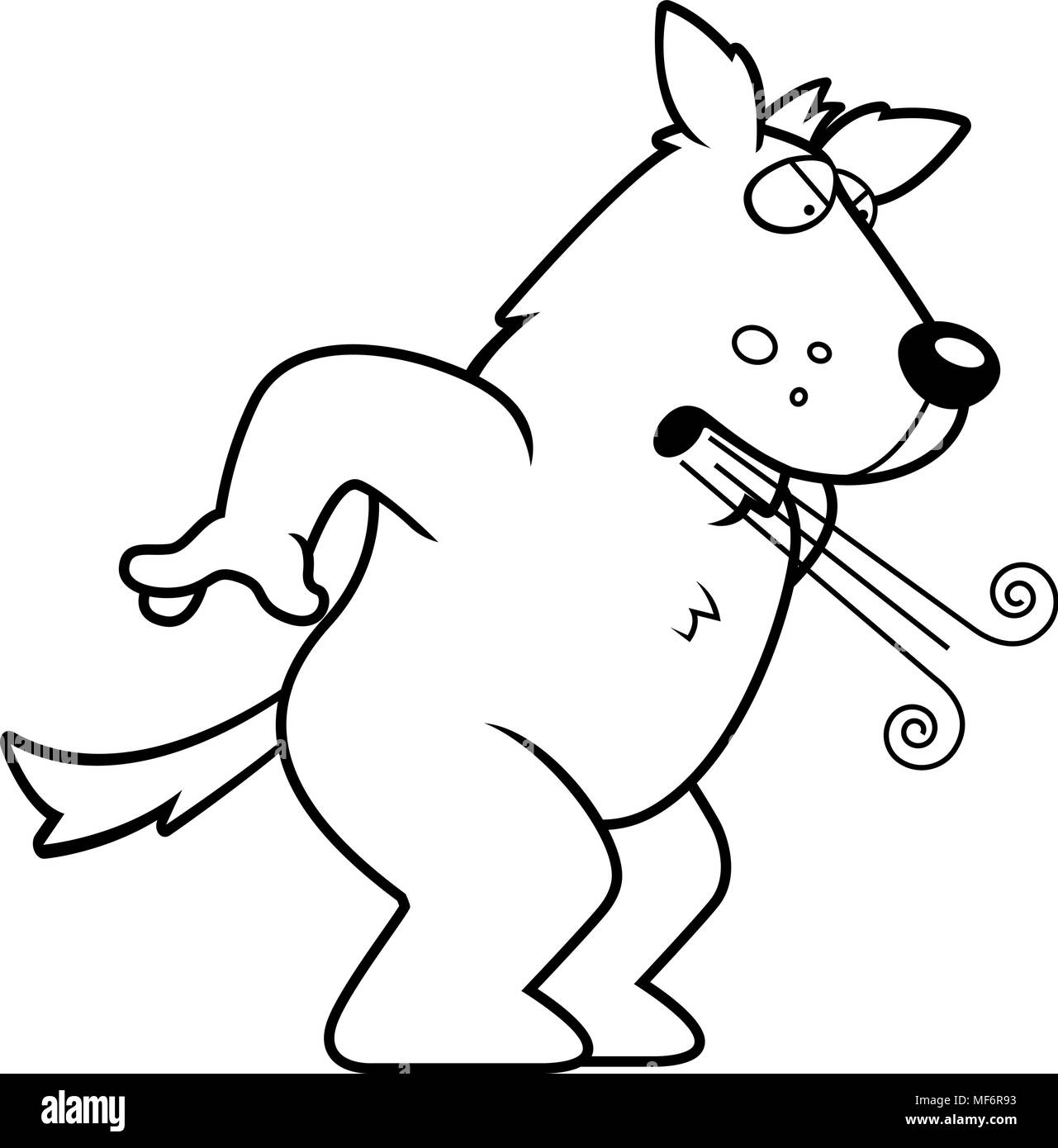 Un cartoon illustrazione di un lupo soffia il respiro. Illustrazione Vettoriale
