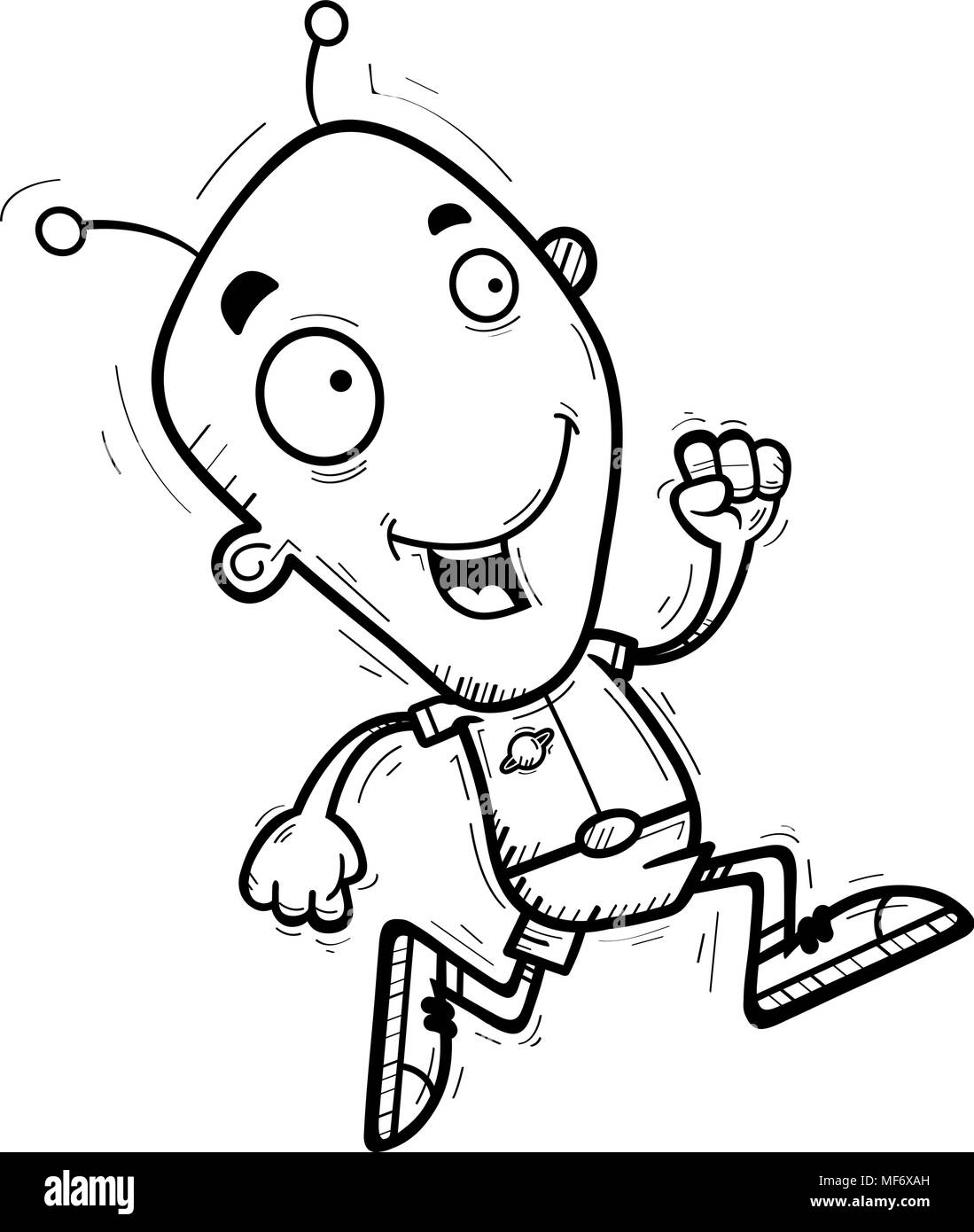 Un cartoon illustrazione di un uomo alieno in esecuzione. Illustrazione Vettoriale