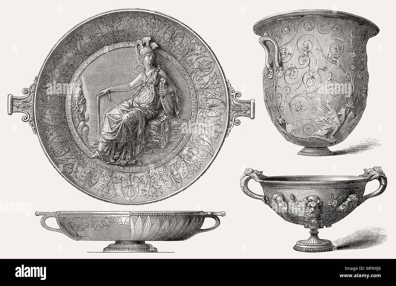 Il tesoro di Hildesheim, argento romano trovato su ottobre 17, 1868 a Hildesheim, Germania Foto Stock