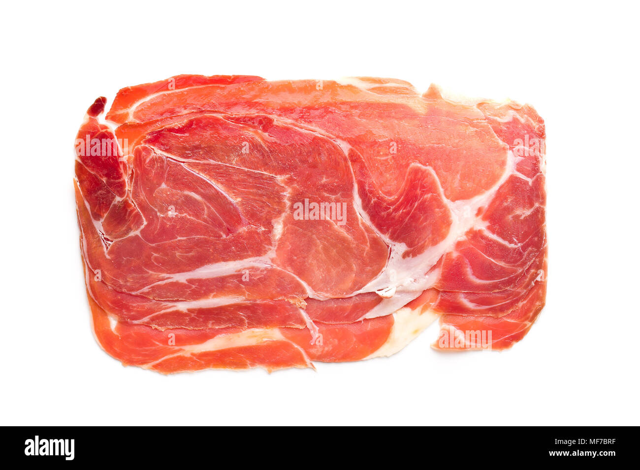 Gustoso prosciutto isolati su sfondo bianco. Foto Stock
