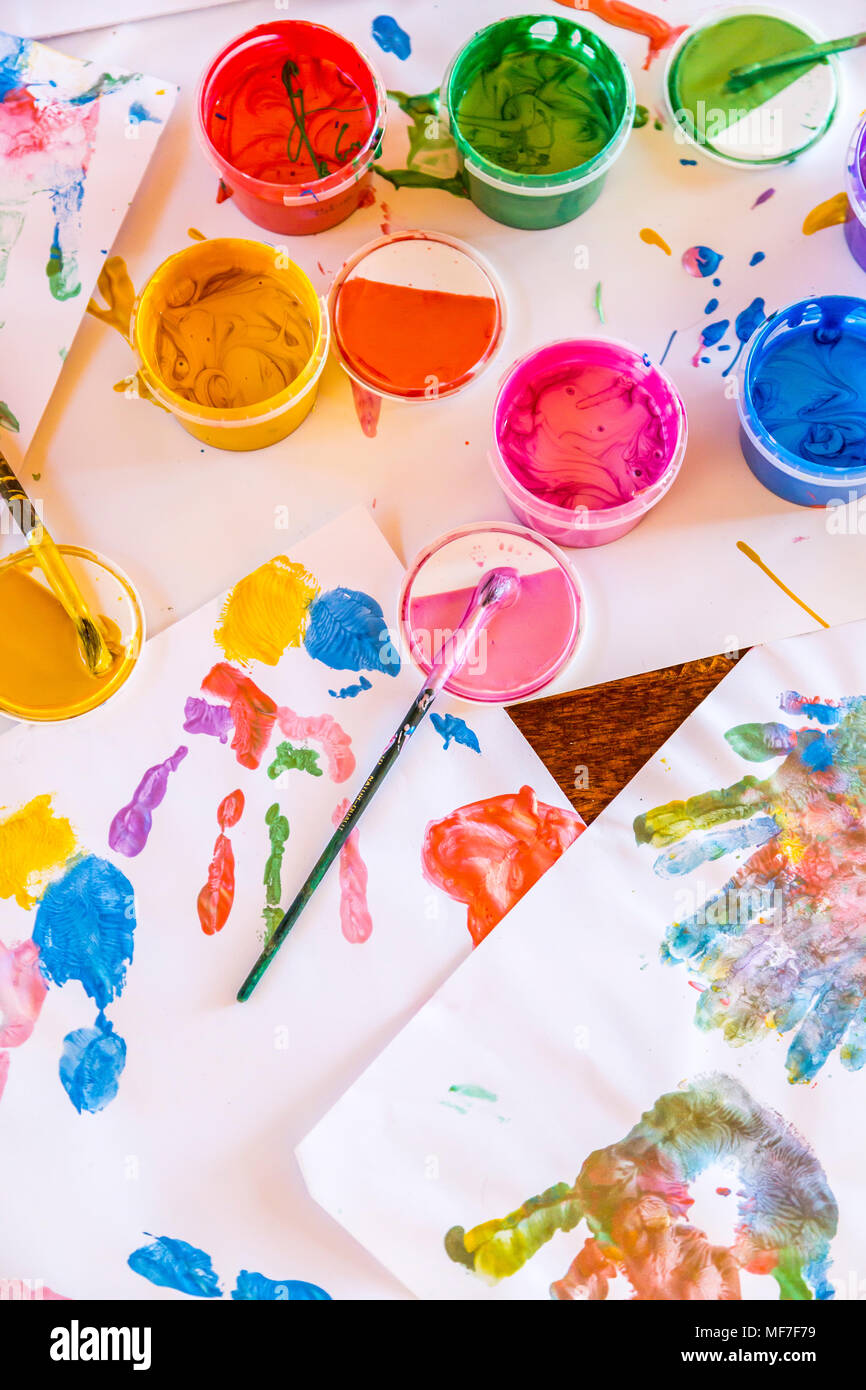 I colori del dito, mano di stampe Foto Stock
