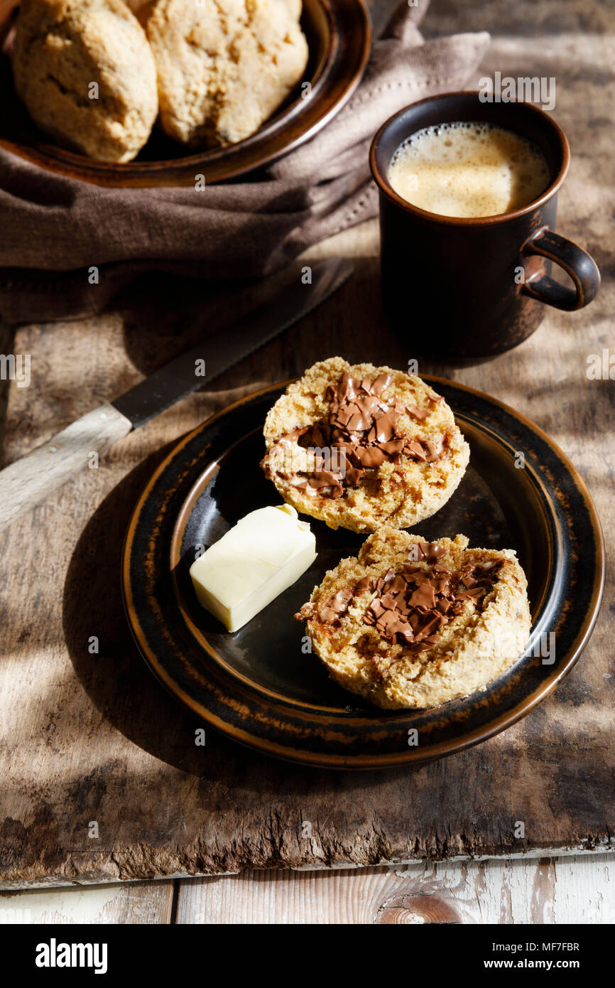 Focaccine fatte in casa con il cioccolato Foto Stock
