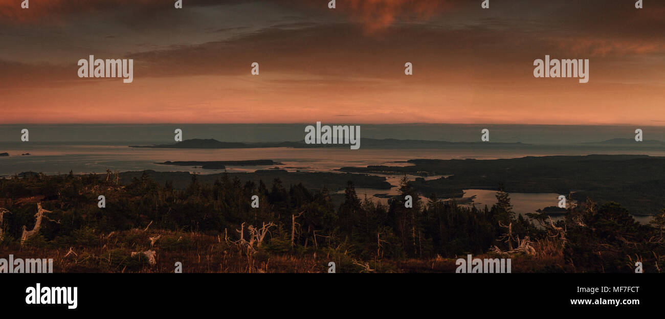 Canada, British Columbia, Kaien Island, Skeena-Queen Charlotte a monte Hays, Prince Rupert di sera Foto Stock