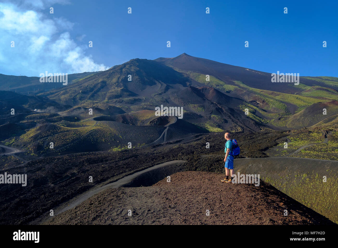 Wanderer, il Cratere Silvestri, Vulkan Ätna, Provinz Catania, Silzilien, Italien, Foto Stock