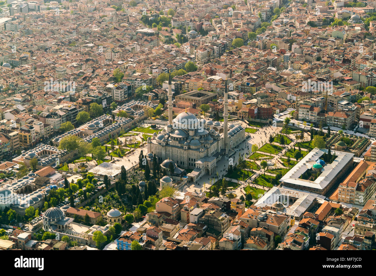 Turchia, Istanbul, veduta aerea della Moschea Suleymaniye Foto Stock
