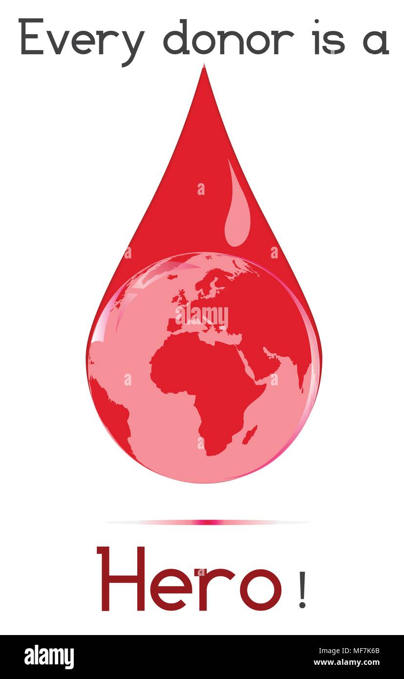 La donazione di sangue banner con goccia di sangue Illustrazione Vettoriale