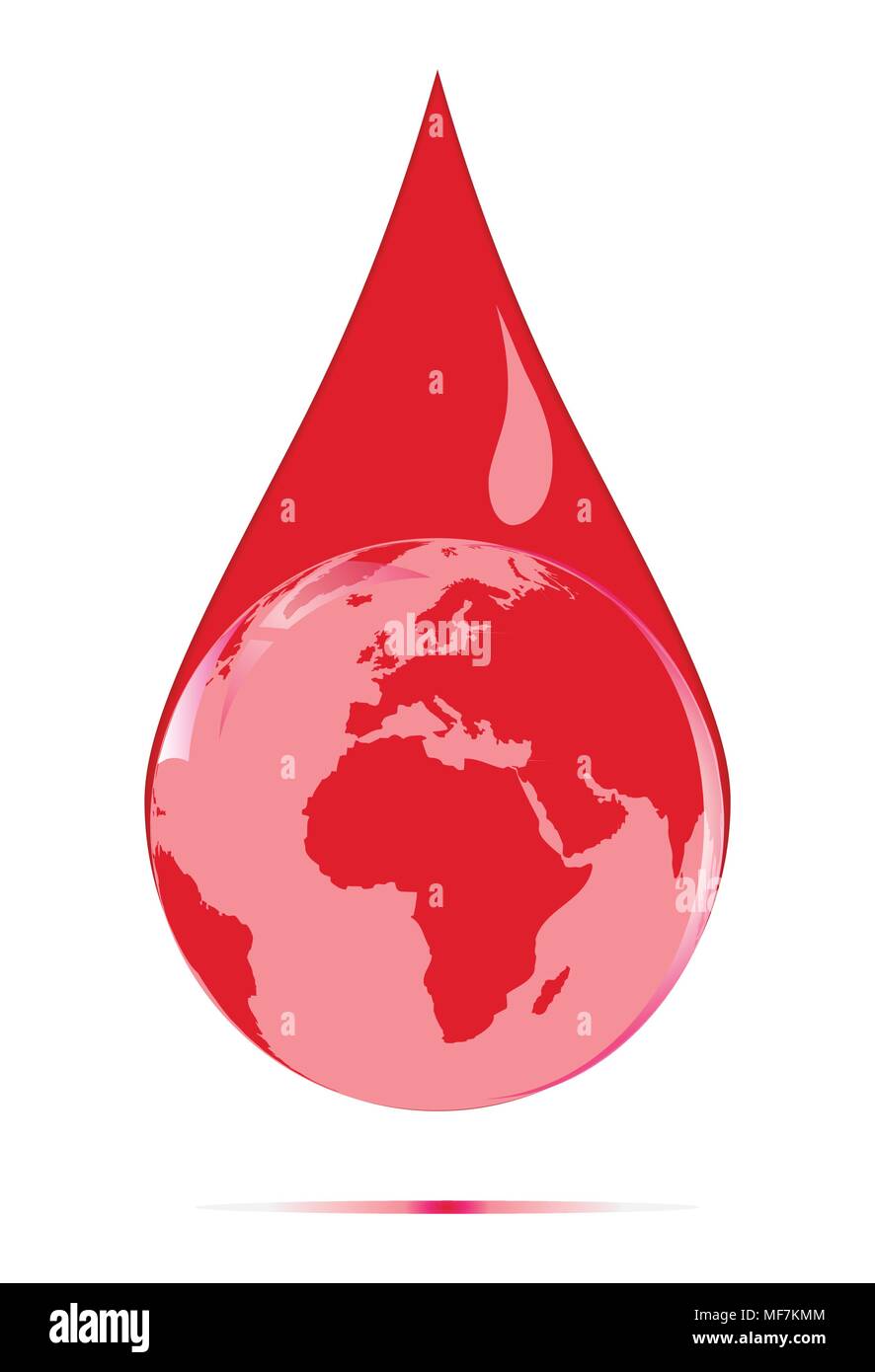 La donazione di sangue banner con goccia di sangue Illustrazione Vettoriale