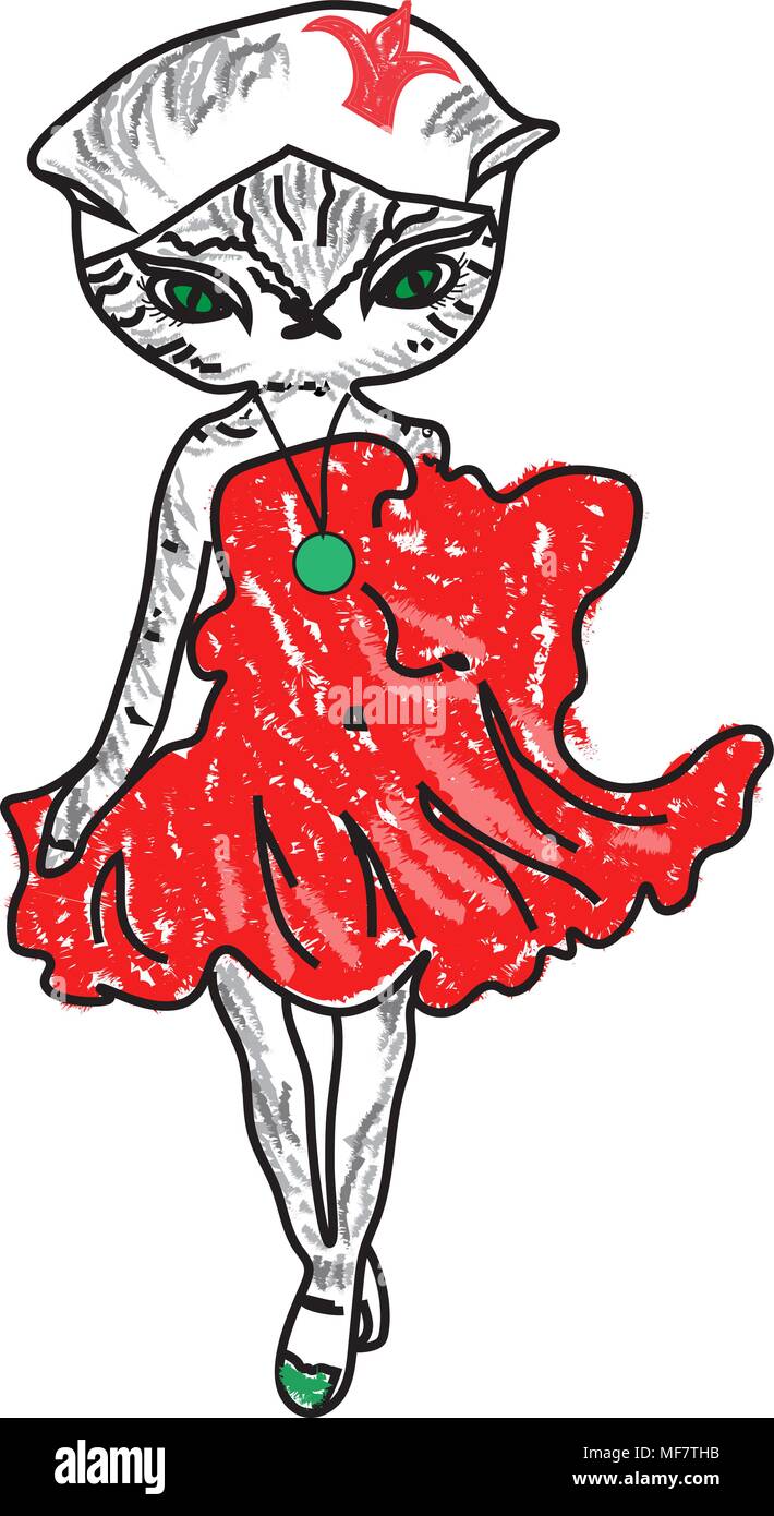 Gatto in un vestito. Illustrazione Vettoriale. Illustrazione Vettoriale