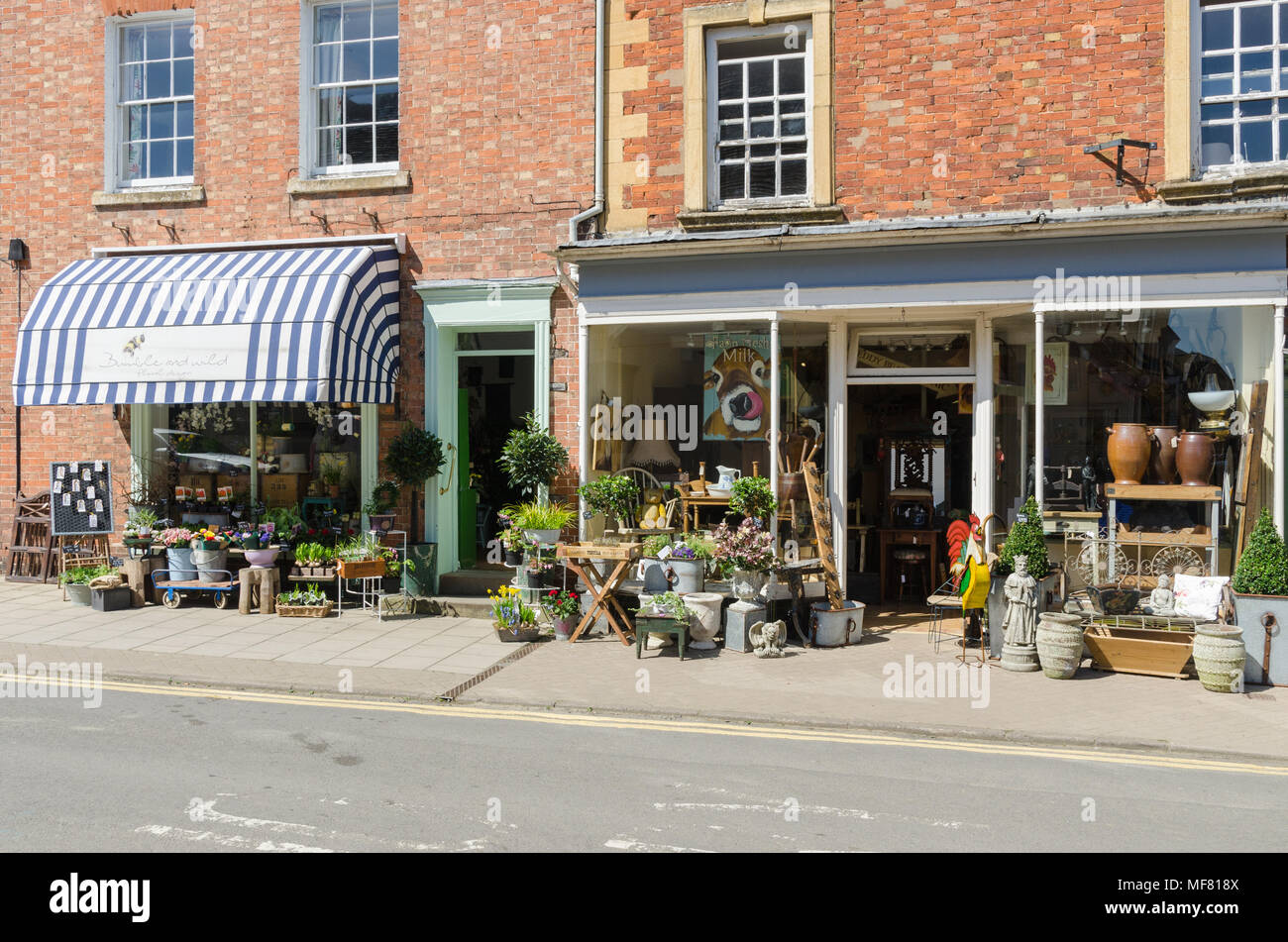 Bumble e fiori selvatici e negozio di articoli di decorazione in Sheep Street nella graziosa cittadina di mercato di Shipston on Stour nel Warwickshire, Regno Unito Foto Stock