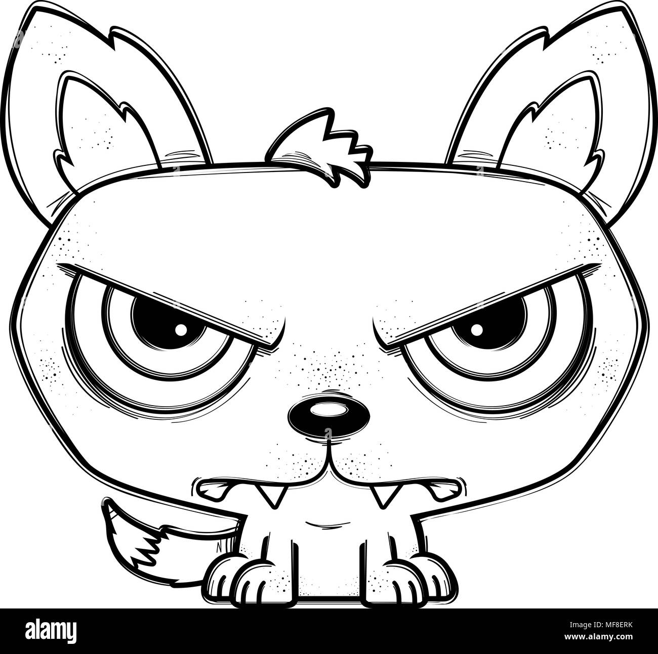 Un cartoon illustrazione di un lupo cercando mad. Illustrazione Vettoriale