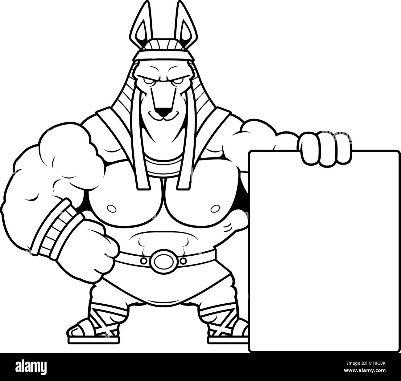Un cartoon illustrazione di Anubis con un segno Immagine e Vettoriale -  Alamy