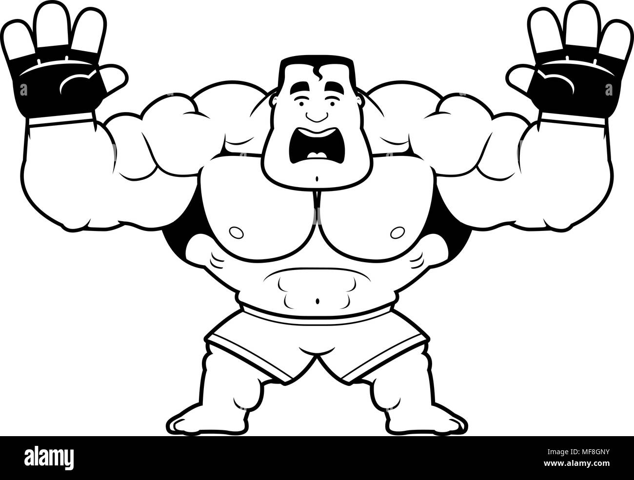 Un cartoon illustrazione di un MMA fighter cercando spaventata. Illustrazione Vettoriale