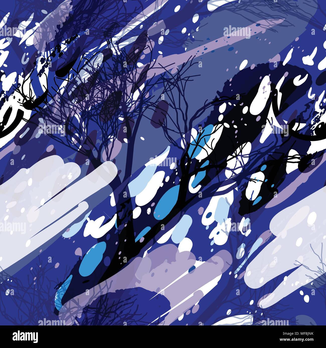 Militari di camuffamento di texture con alberi, rami, erba e acquerello macchie Illustrazione Vettoriale