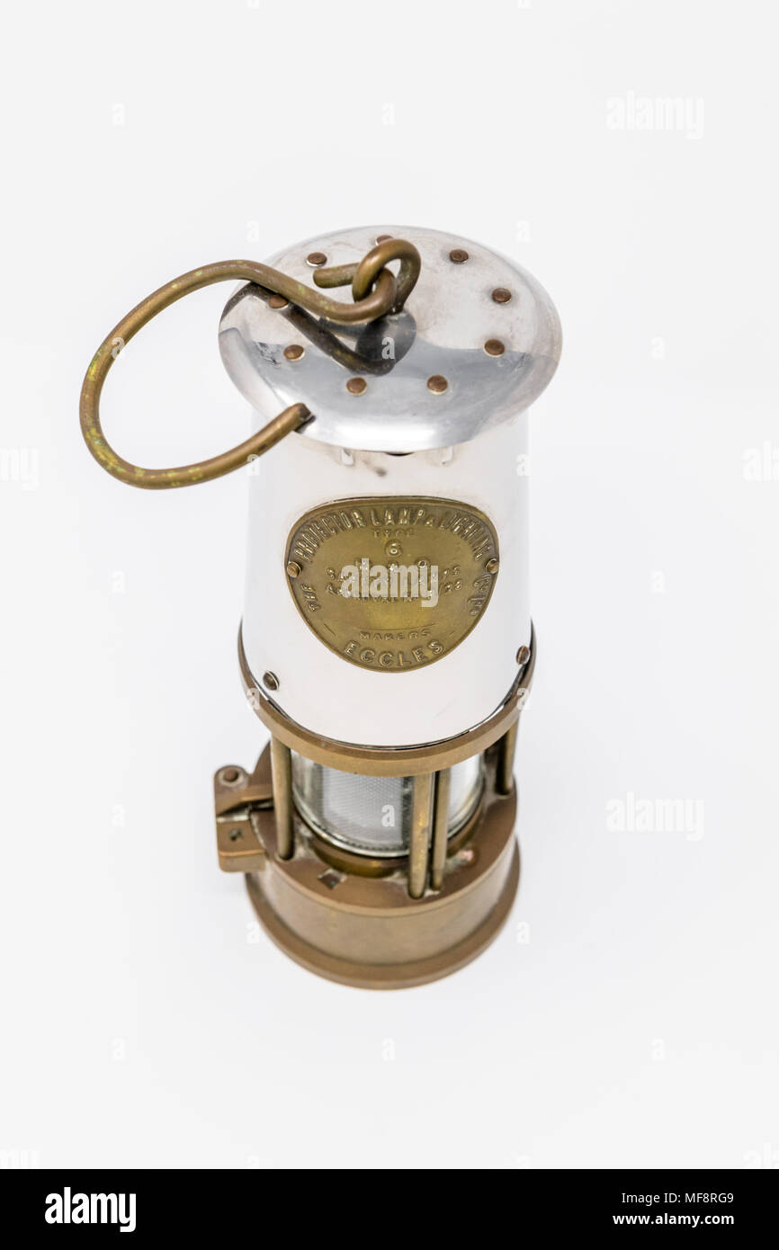 La lampada di Davy è una lampada di sicurezza per l'uso in atmosfere infiammabili. Foto Stock