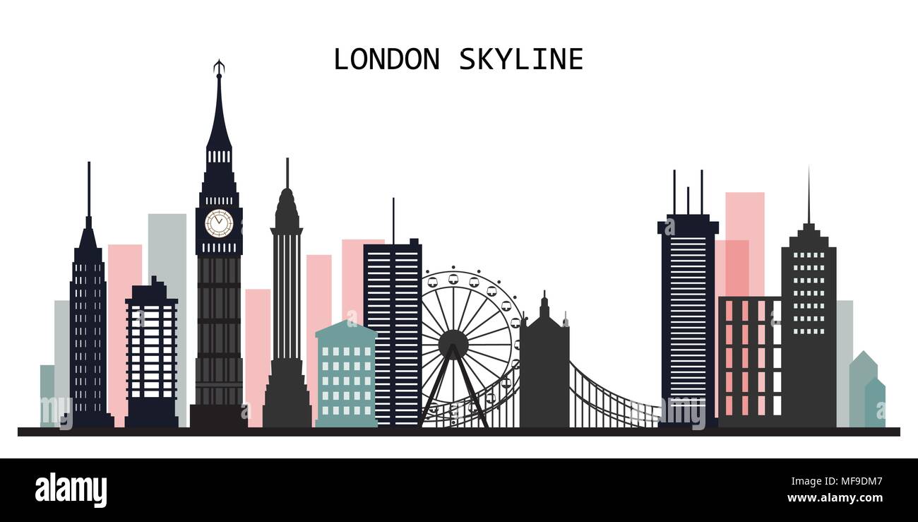 Lo skyline di Londra sullo sfondo Illustrazione Vettoriale