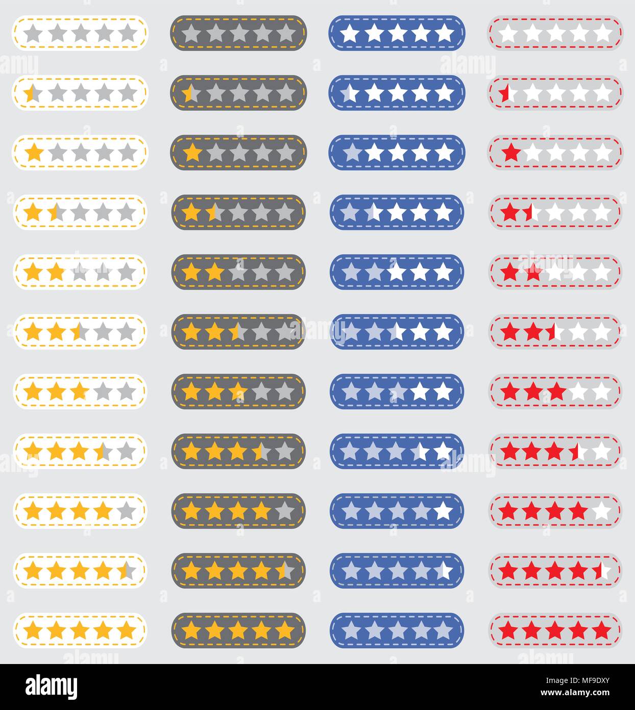 Rating di stelle con icona a forma di stella collection Illustrazione Vettoriale