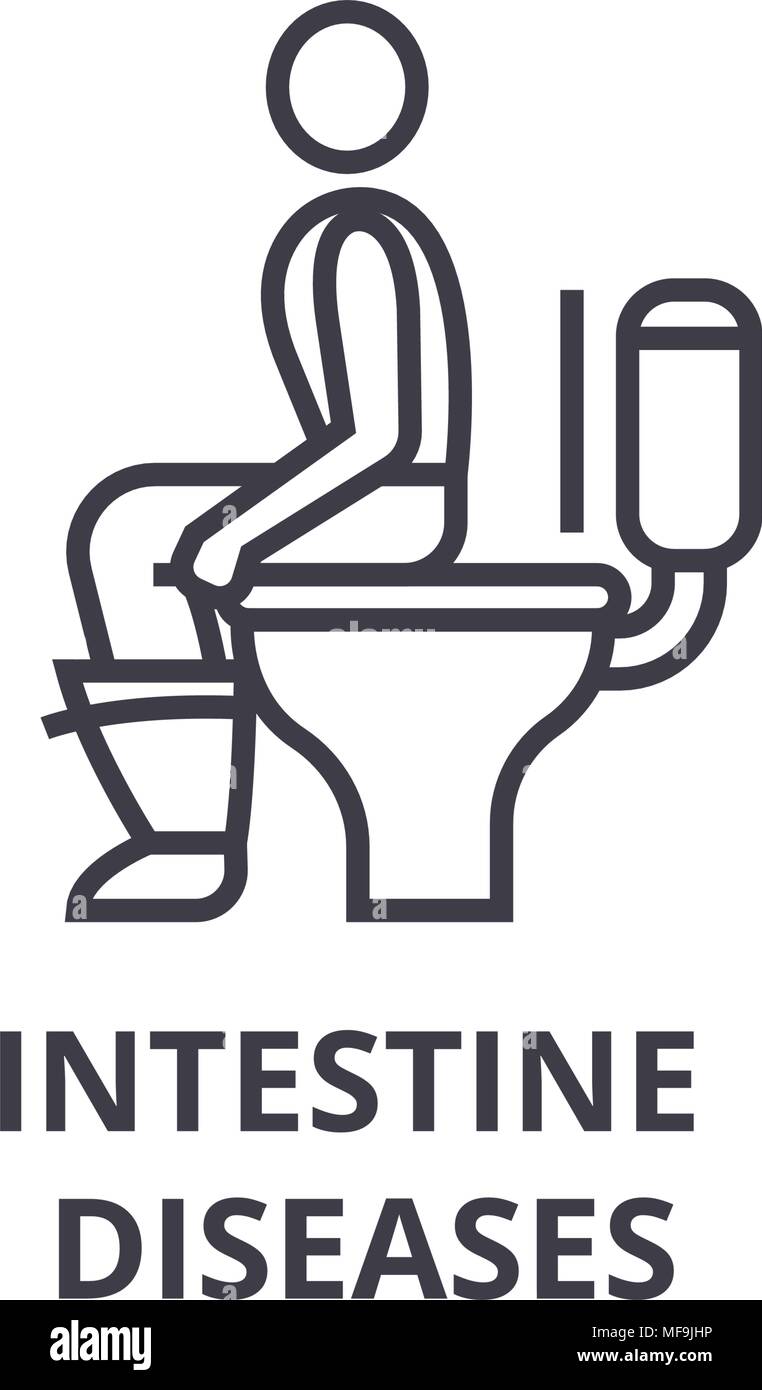 Malattie dell'intestino sottile linea icona, segno, simbolo illustation, concetto lineare, vettore Illustrazione Vettoriale