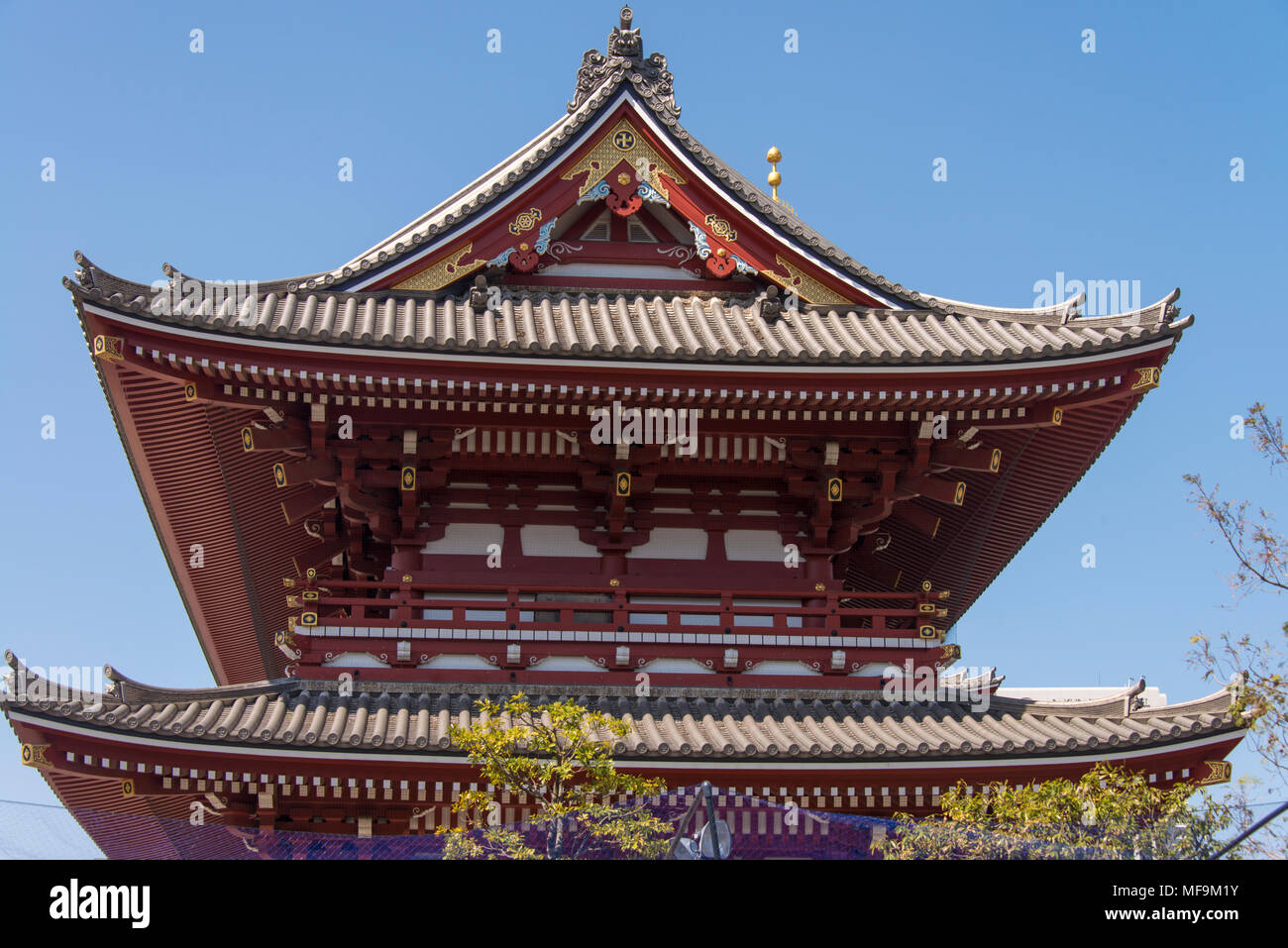 Tempio di Sensoji vecchia pagoda a cinque piani mark Foto Stock