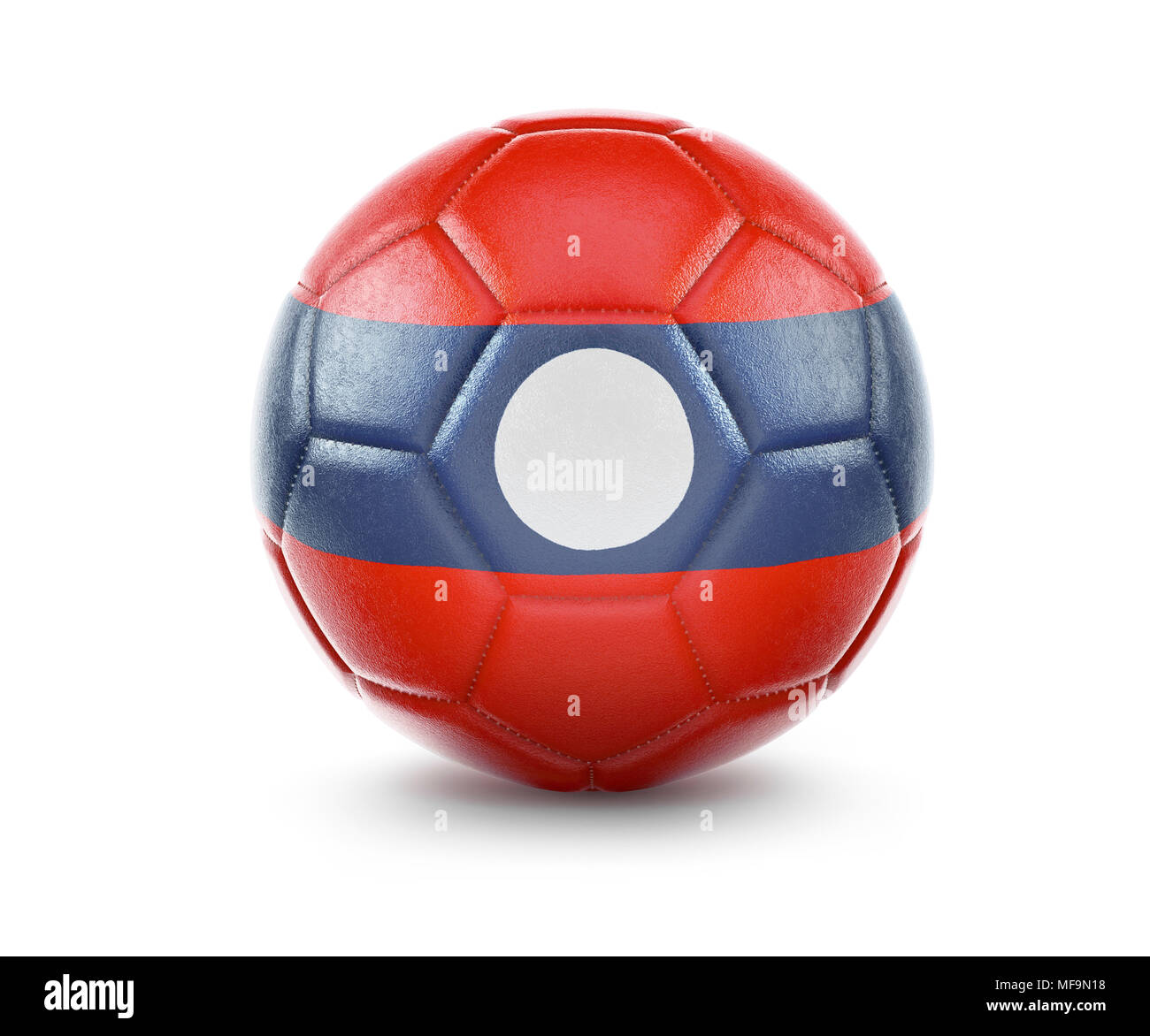 Alta qualità di rendering di un pallone da calcio con la bandiera del Laos.(serie) Foto Stock