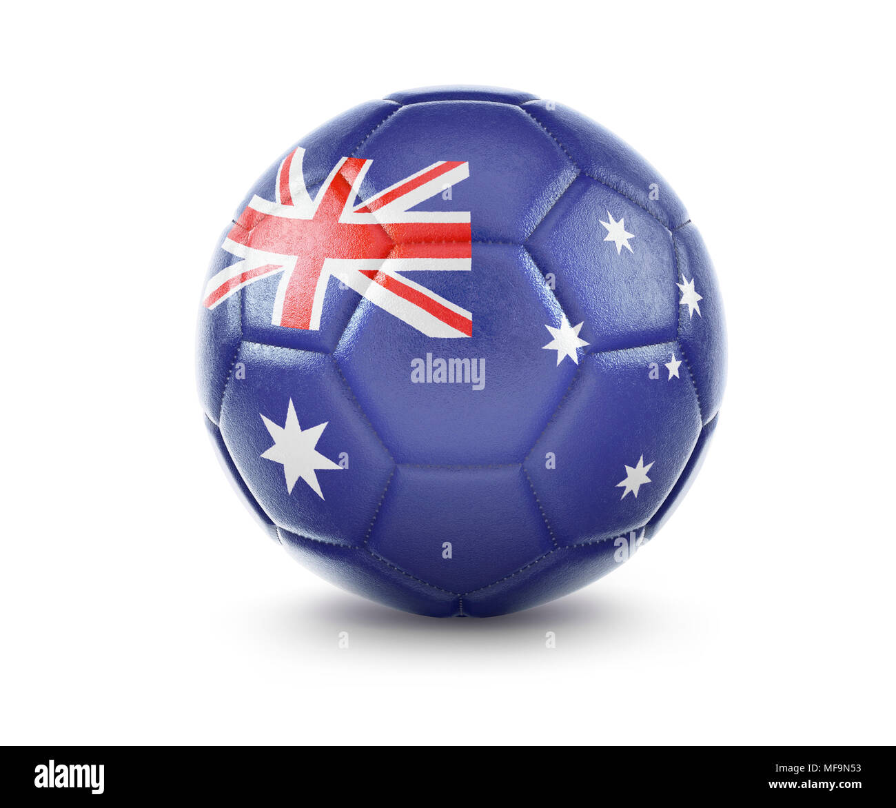 Alta qualità di rendering di un pallone da calcio con la bandiera di Australia.(serie) Foto Stock