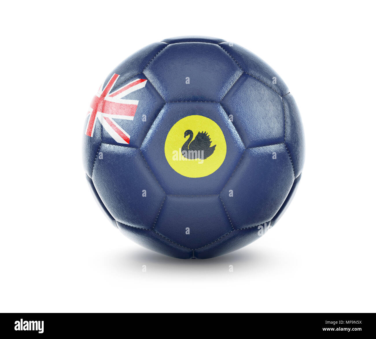 Alta qualità di rendering di un pallone da calcio con la bandiera del Western Australia.(serie) Foto Stock