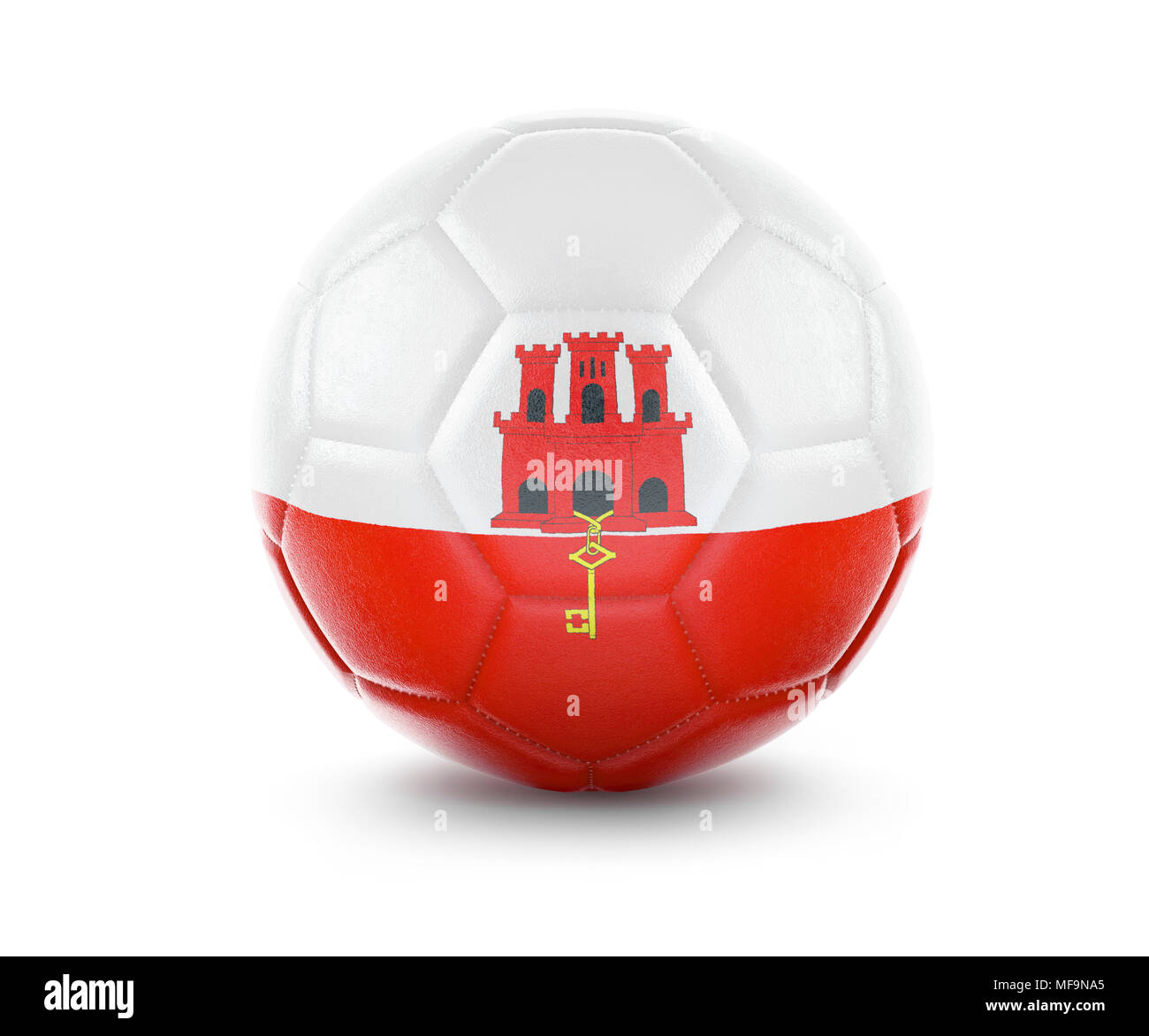 Alta qualità di rendering di un pallone da calcio con la bandiera di Gibilterra.(serie) Foto Stock Alta qualità di rendering di un pallone da calcio con la bandiera di Gibilterra.(serie) Foto Stock