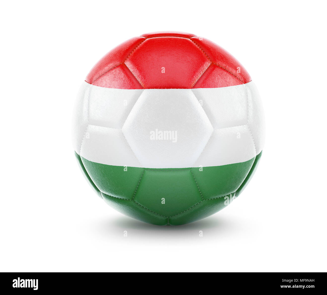 Alta qualità di rendering di un pallone da calcio con la bandiera di Ungheria.(serie) Foto Stock
