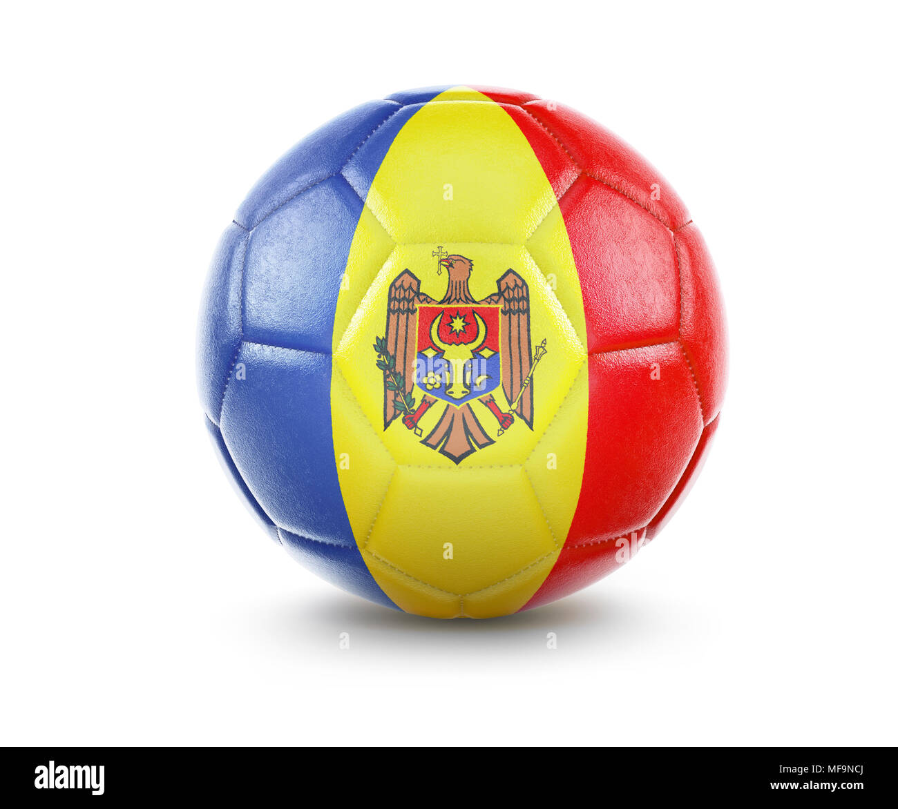 Alta qualità di rendering di un pallone da calcio con la bandiera della Moldavia.(serie) Foto Stock