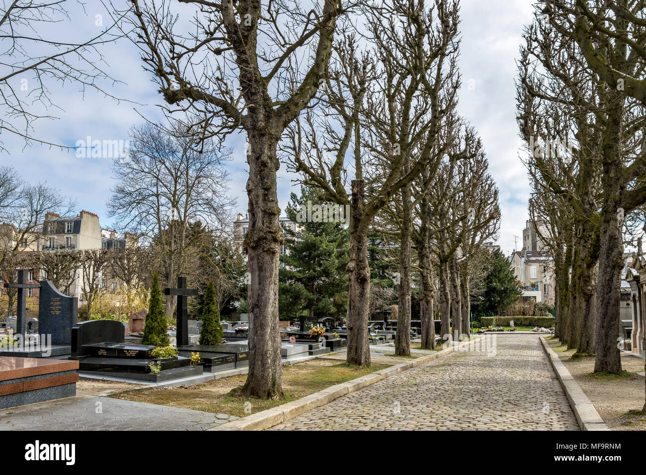 Cimitero di Père Lachaise, il più grande cimitero di Parigi, situato nel 20th ° arrondissement , la necropoli più visitata del mondo. Parigi, Francia Foto Stock