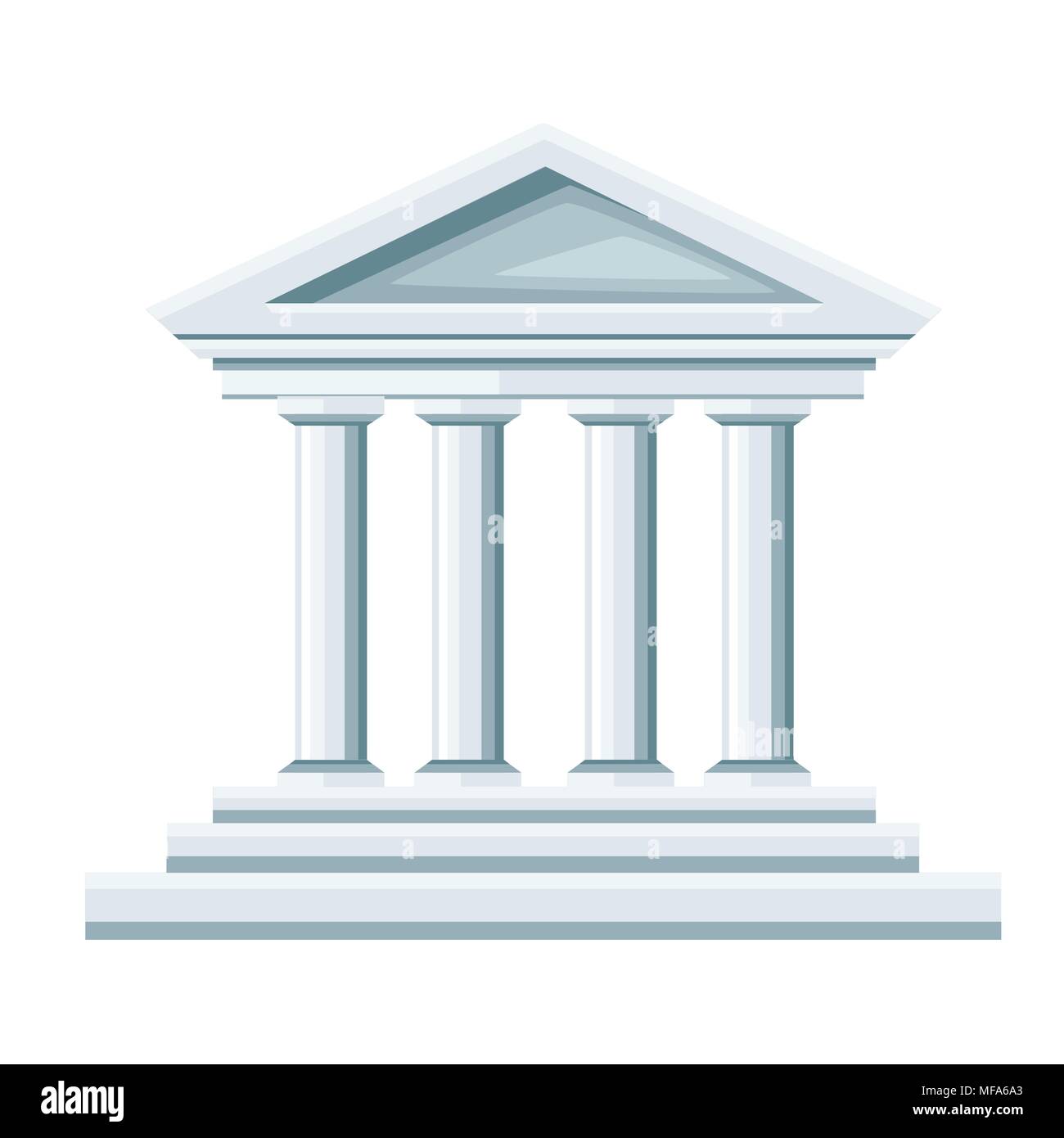 Il tempio greco illustrazione. Icona della banca. Appartamento di design di stile. Illustrazione di vettore isolato su sfondo bianco. Pagina del sito web e mobile app. Illustrazione Vettoriale