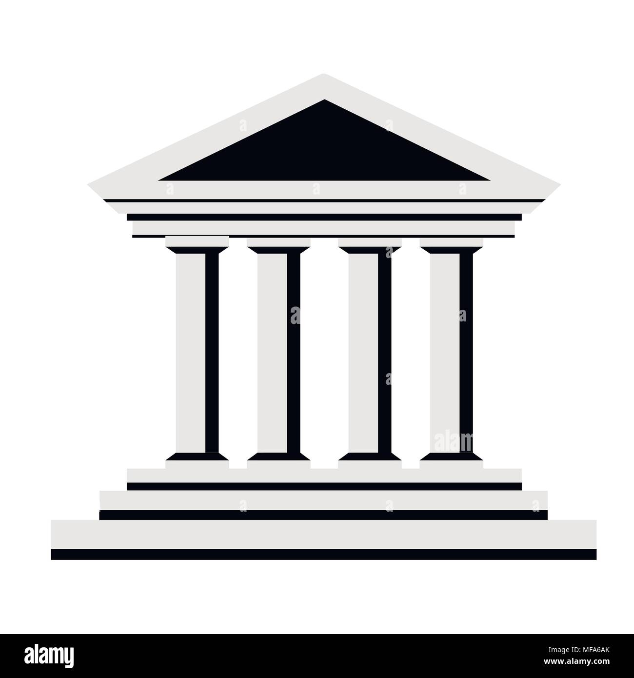 Il tempio greco illustrazione. Icona della banca. Appartamento di design di stile. Illustrazione di vettore isolato su sfondo bianco. Pagina del sito web e mobile app. Illustrazione Vettoriale