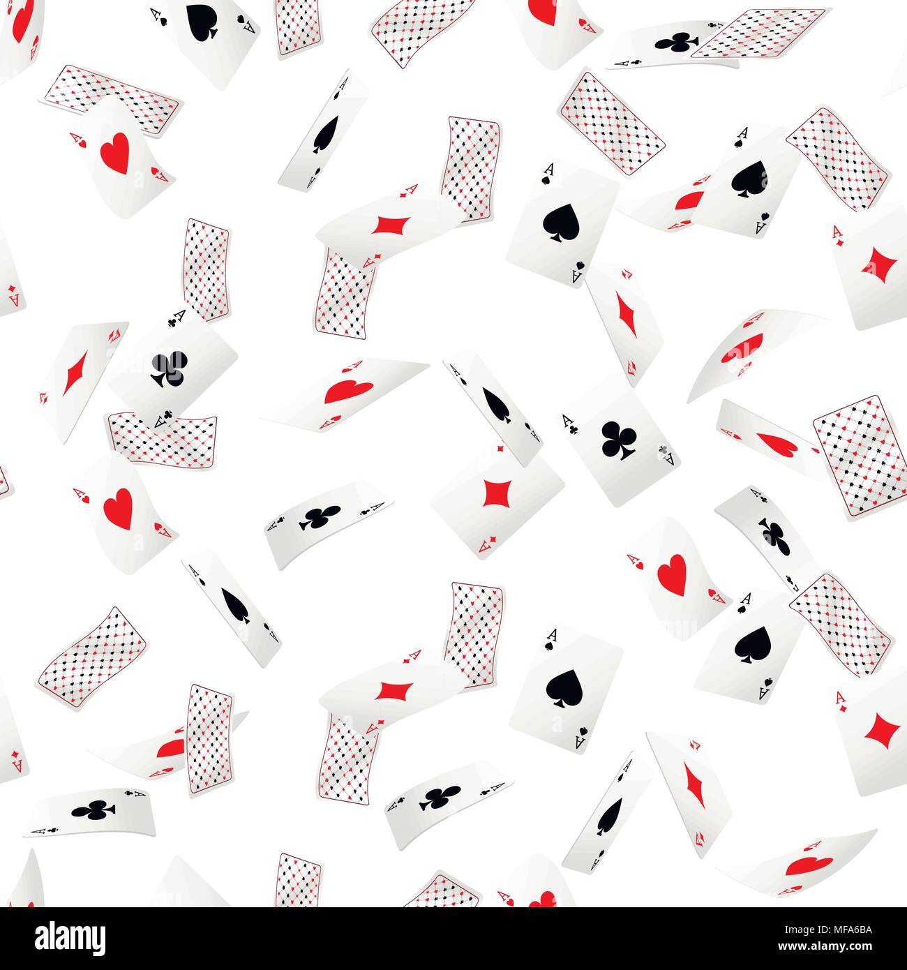 Modello senza giunture di ace carte da gioco. La caduta di carte da gioco. Lato posteriore del design. Illustrazione Vettoriale su sfondo bianco. Pagina del sito web e mobile app Illustrazione Vettoriale