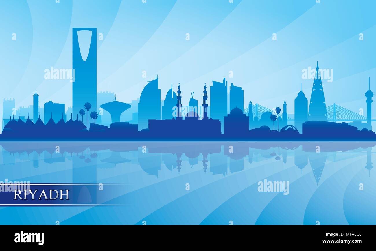 Riyadh City skyline silhouette sfondo, illustrazione vettoriale Illustrazione Vettoriale