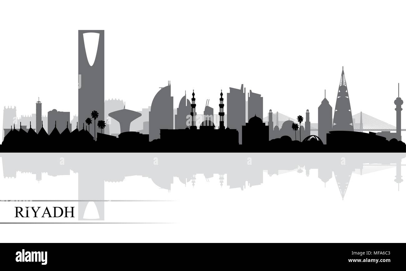 Riyadh City skyline silhouette sfondo, illustrazione vettoriale Illustrazione Vettoriale