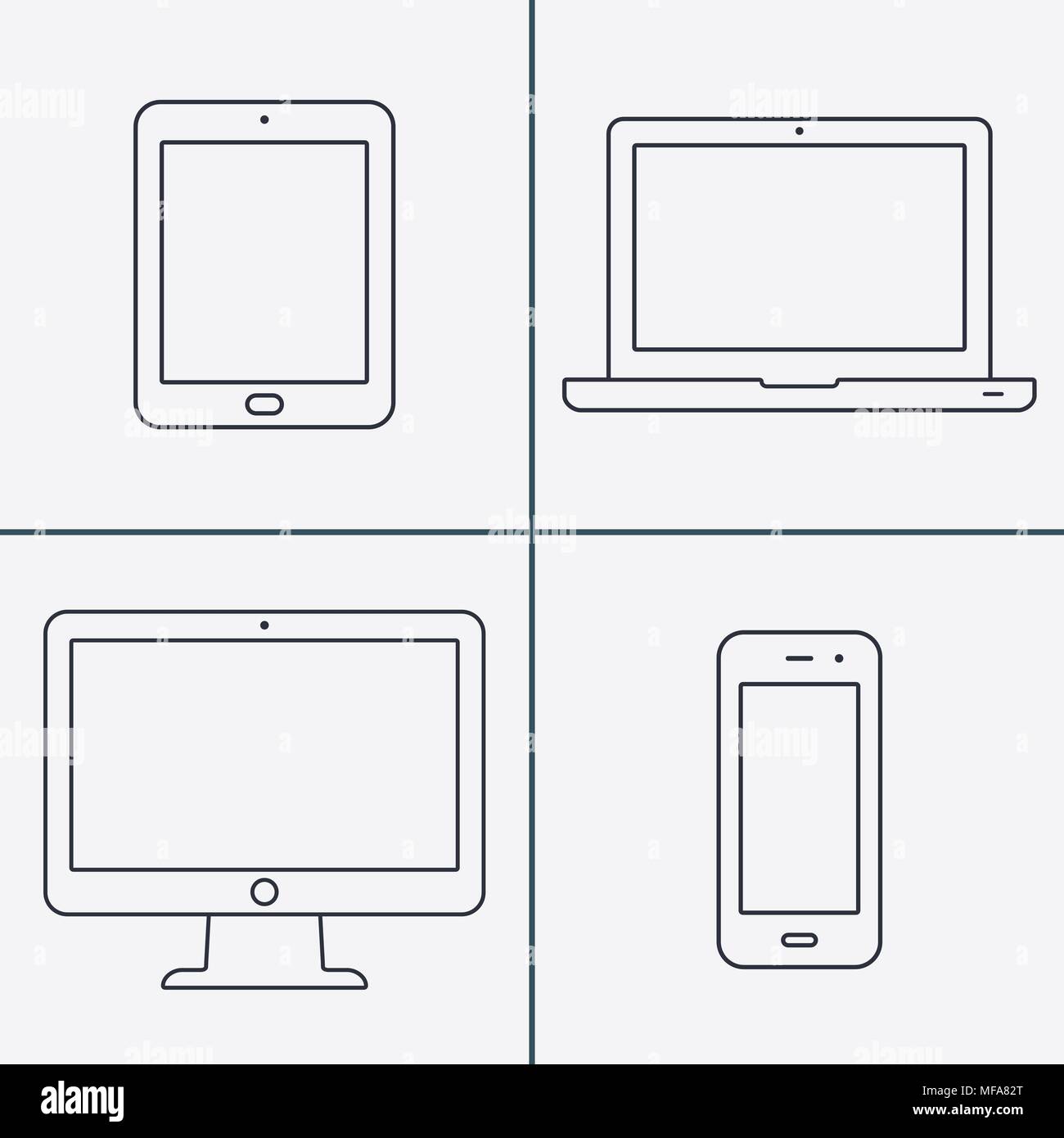 Icona linea- dispositivi. Illustrazione Vettoriale eps10 Illustrazione Vettoriale