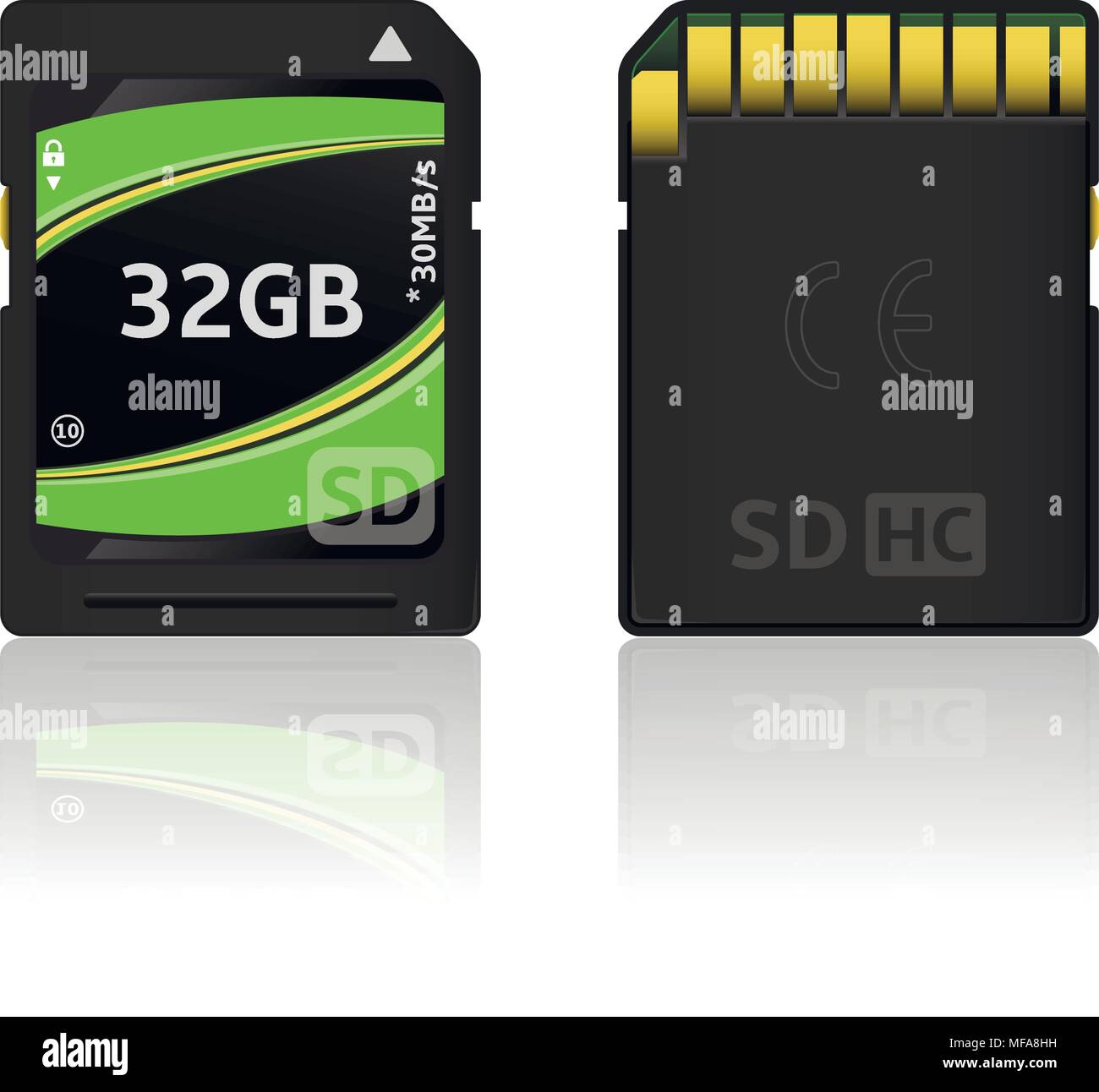 Della Scheda di memoria SD per vari dispositivi. La scheda di memoria SD da entrambi i lati. Illustrazione Vettoriale. Illustrazione Vettoriale