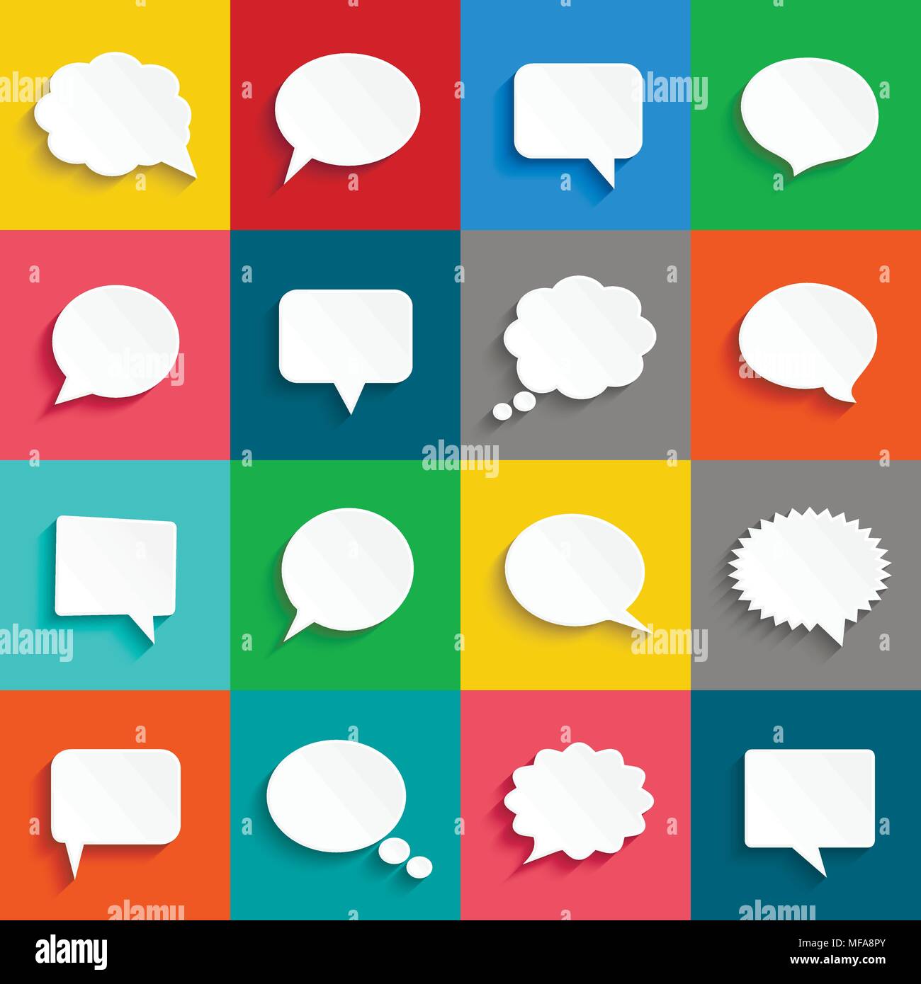 Abstract white fumetti icone. Illustrazione Vettoriale. Illustrazione Vettoriale