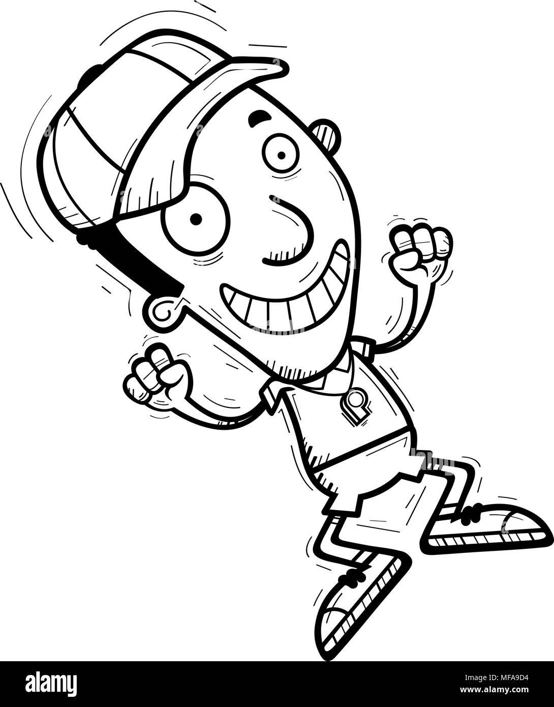 Un cartoon illustrazione di un uomo nero coach jumping. Illustrazione Vettoriale