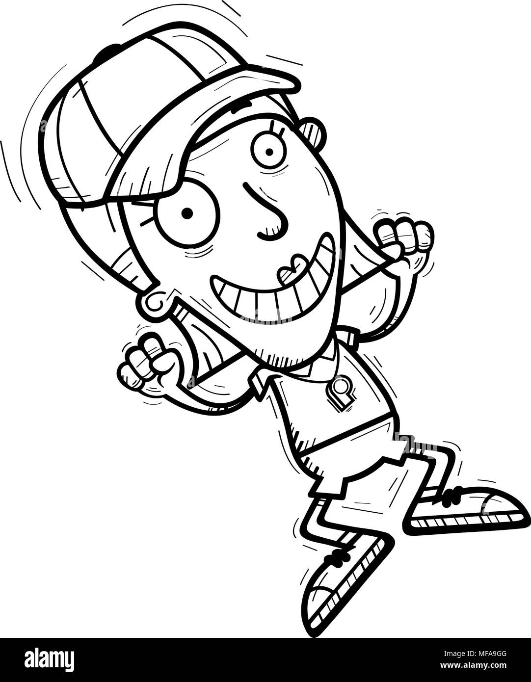 Un cartoon illustrazione di una donna coach jumping. Illustrazione Vettoriale
