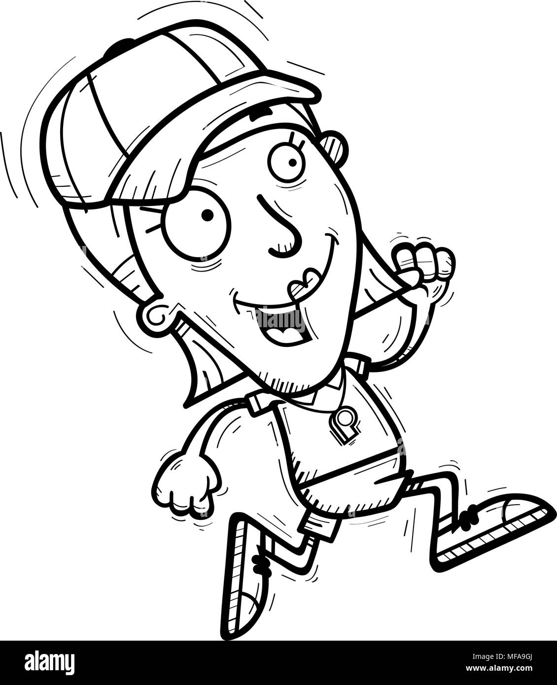 Un cartoon illustrazione di una donna coach in esecuzione. Illustrazione Vettoriale
