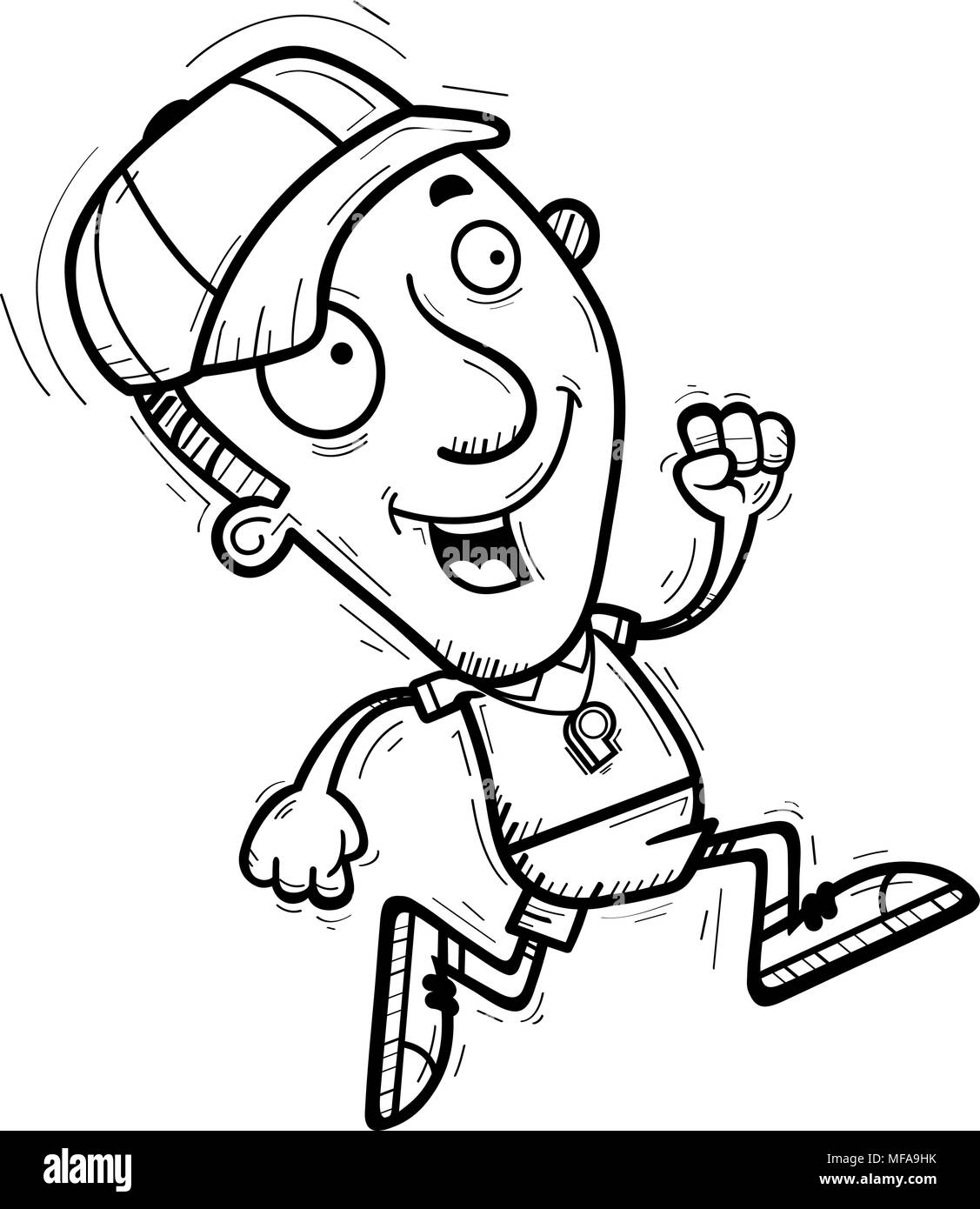 Un cartoon illustrazione di un uomo coach in esecuzione. Illustrazione Vettoriale