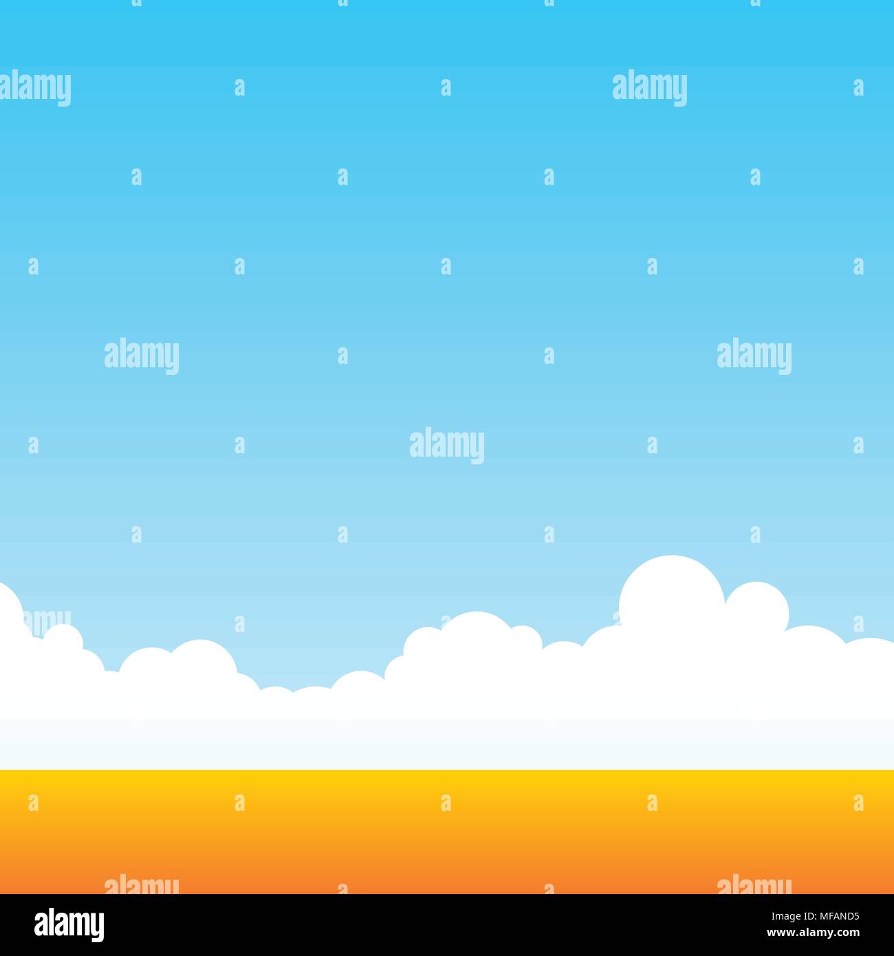 Agriturismo campo di grano a pulire ogni giorno il cielo. Rurali paesaggio outdoor. Vettore minimalista sfondo stile cartoon. Illustrazione Vettoriale