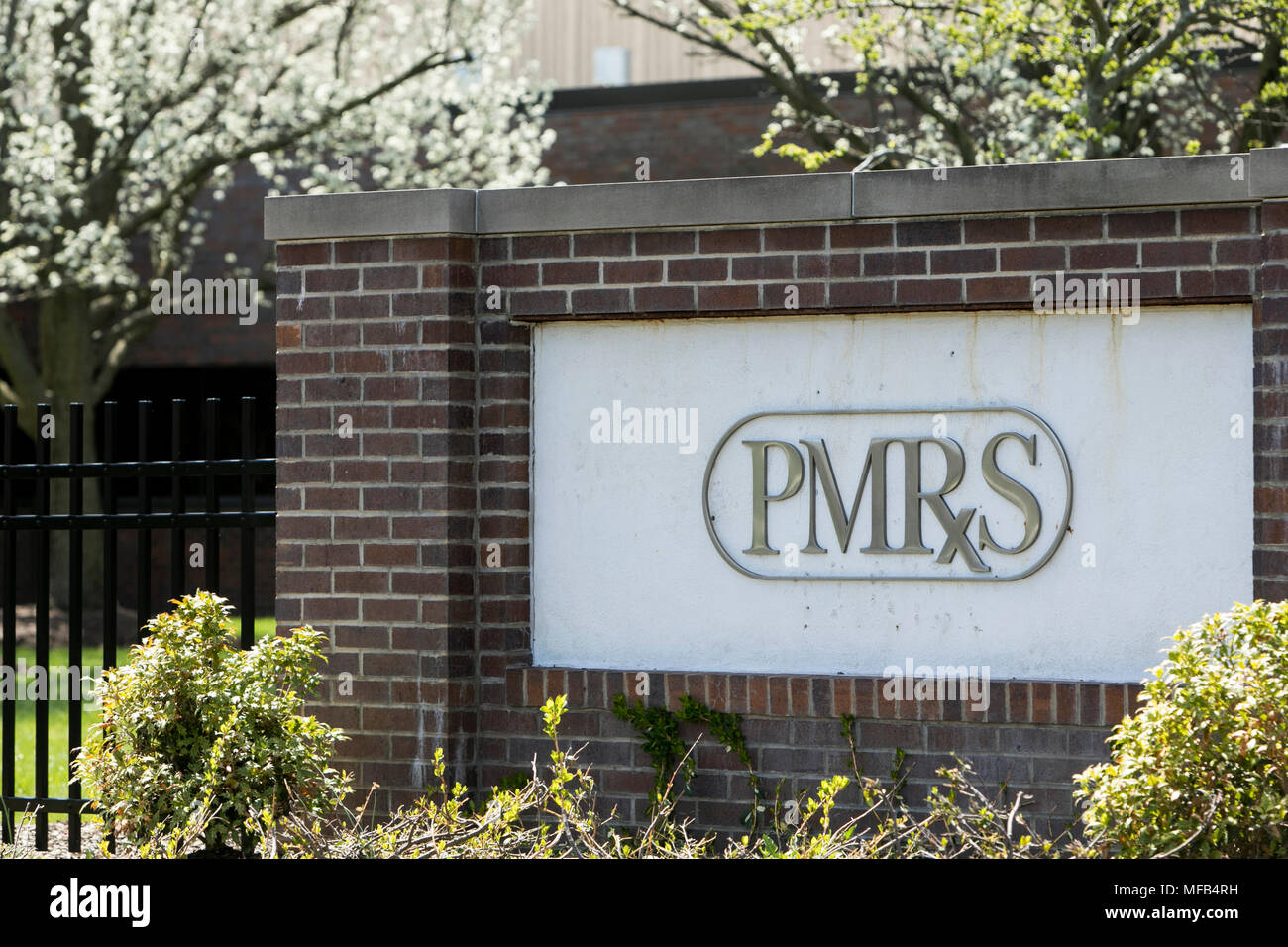 Un segno del logo al di fuori di una struttura occupata dalla fabbricazione di prodotti farmaceutici Servizi di ricerca (PMRS, Inc.), di Horsham, Pennsylvania il 22 aprile 2018. Foto Stock