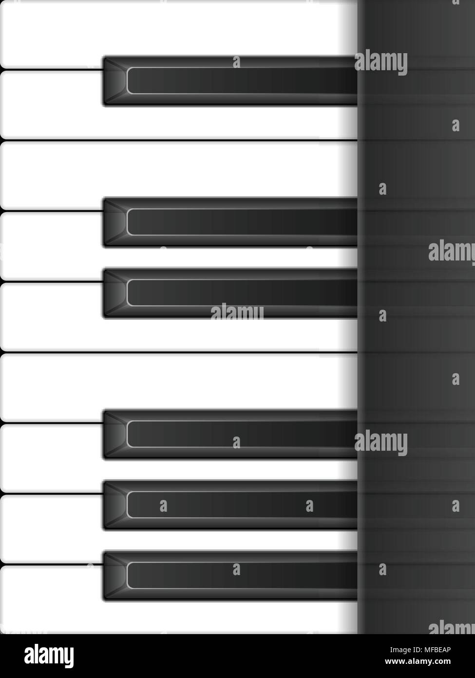 Tastiera di pianoforte su uno sfondo nero. Illustrazione Vettoriale