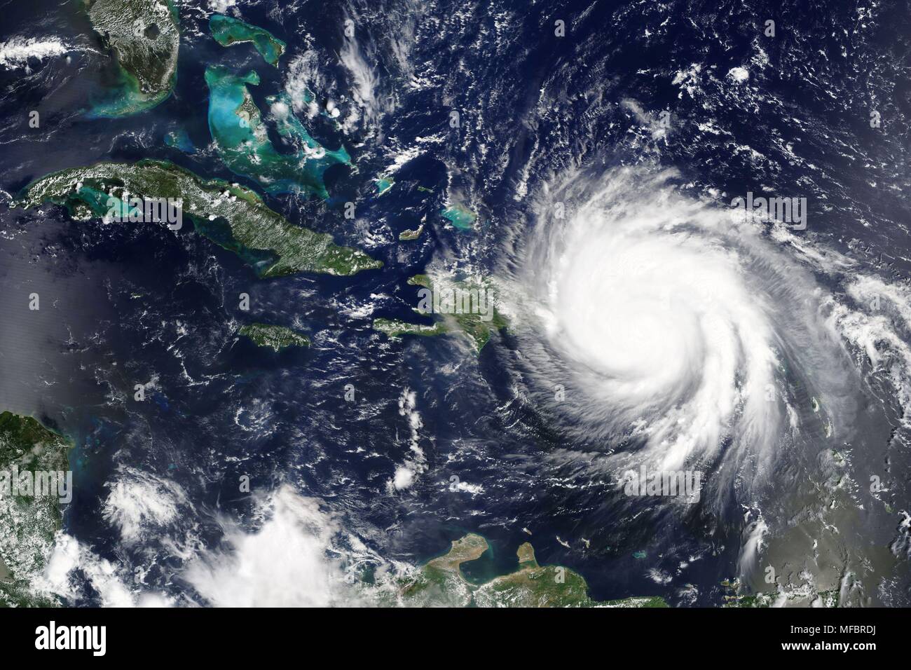 Uragano Maria rendono approdo in Puerto Rico in 2017 - Elementi di questa immagine fornita dalla NASA Foto Stock
