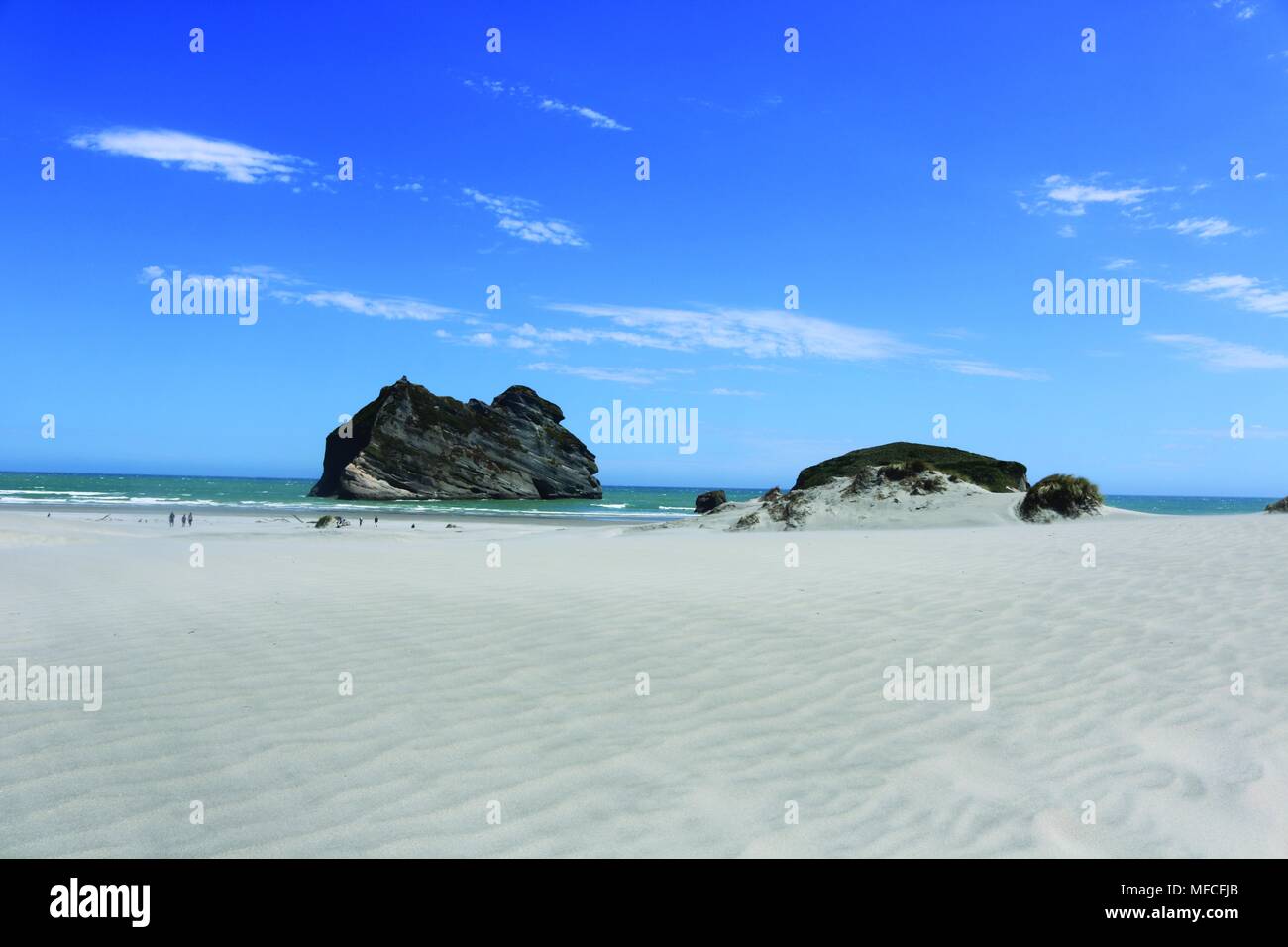 Wharariki Beach, alto di South Island, in Nuova Zelanda Foto Stock