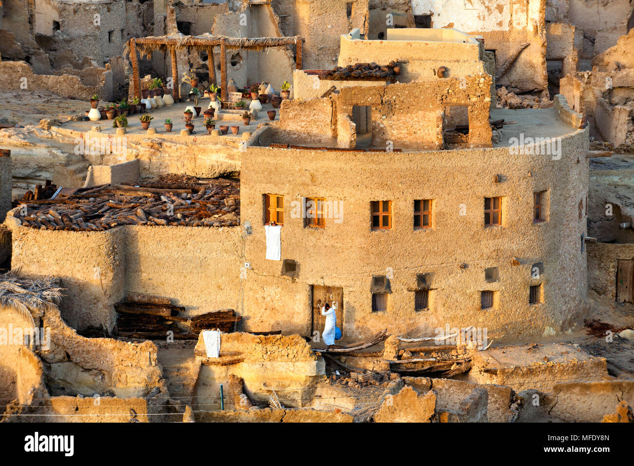 Vista della galleria d'arte nel centro dell'Oasi di Siwa nel Shali fortezza nel deserto del Sahara sul territorio dell'Egitto Foto Stock
