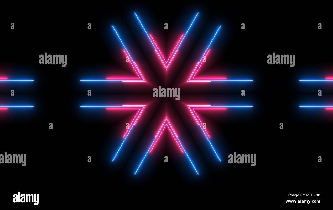 Abstract neon linee nello spazio, rendering 3D Foto Stock