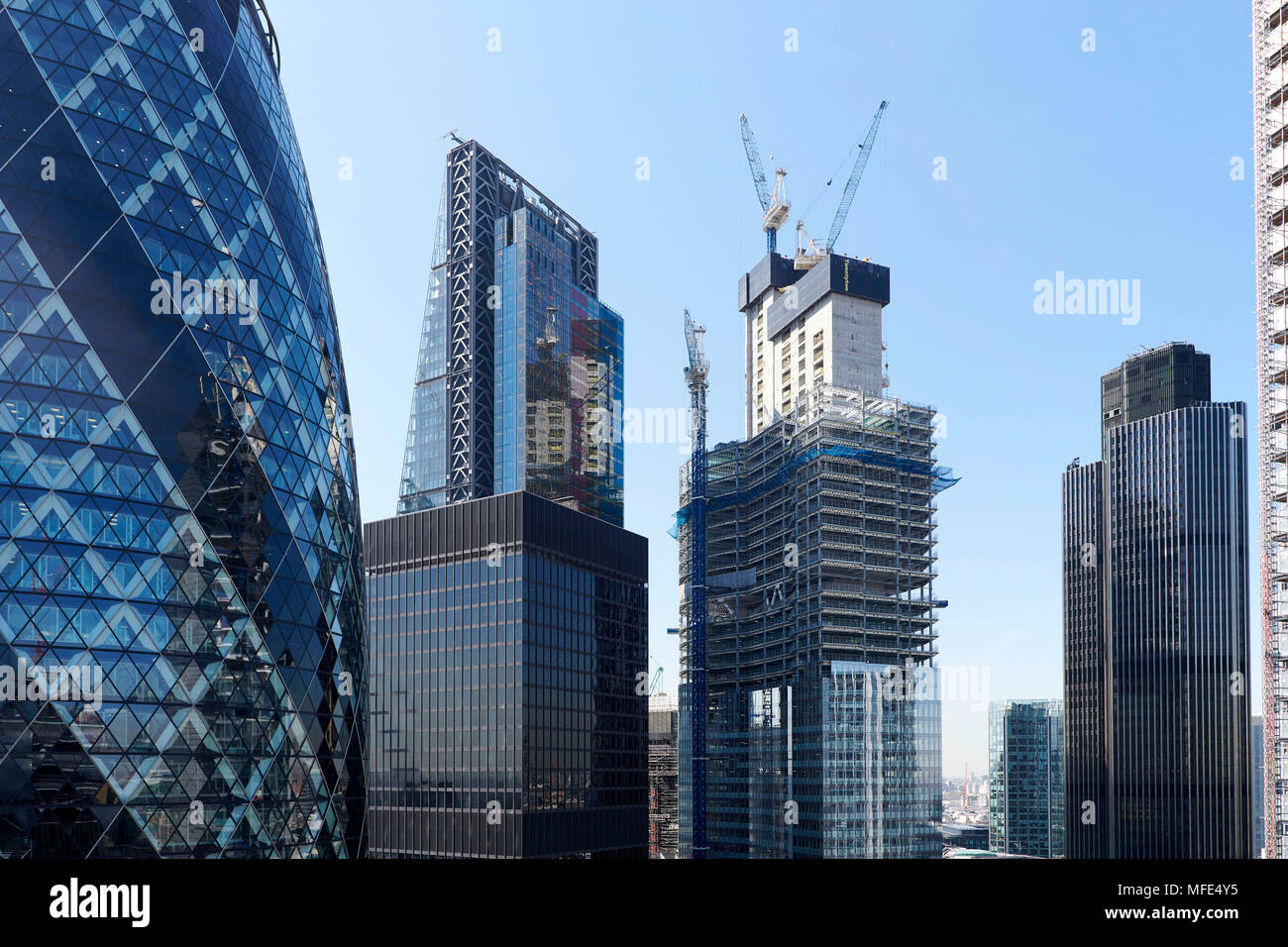 Lavori di costruzione, città di Londra centro finanziario, REGNO UNITO Foto Stock